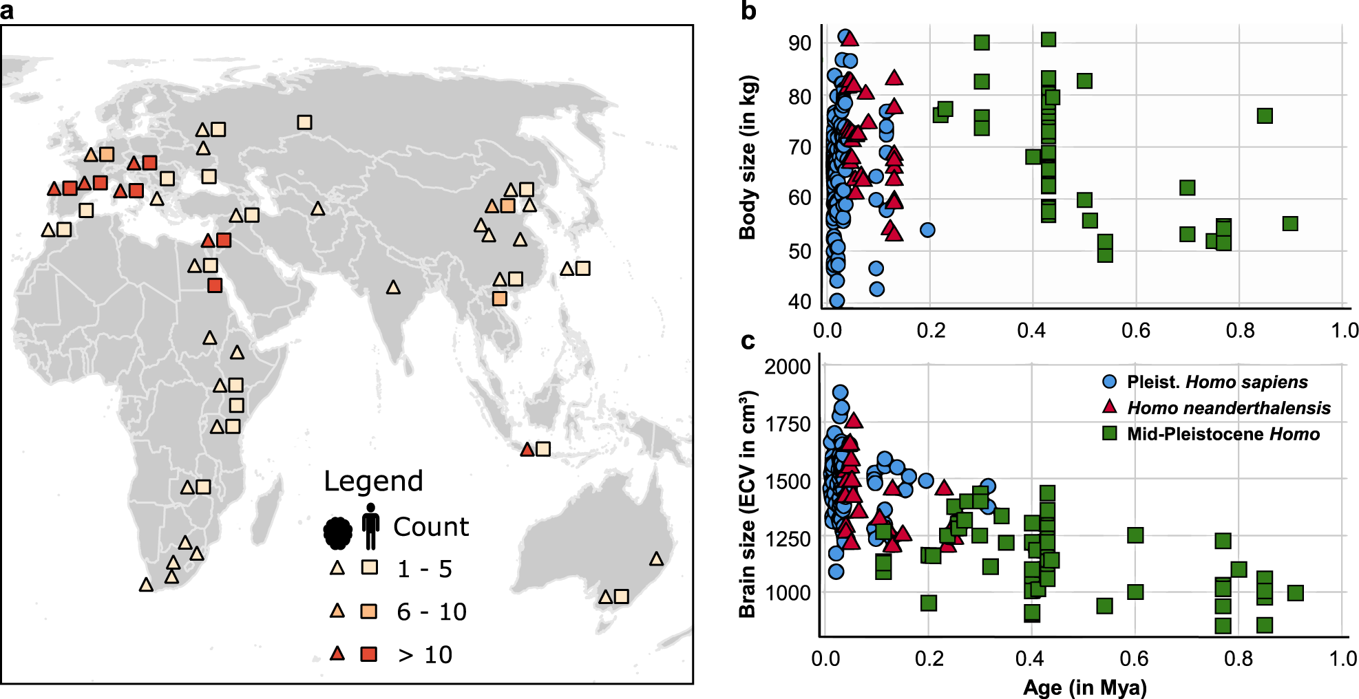 Different environmental variables predict body and brain size evolution in Homo | Nature Communications Different environmental variables predict body and brain size evolution in Homo | Nature Communications