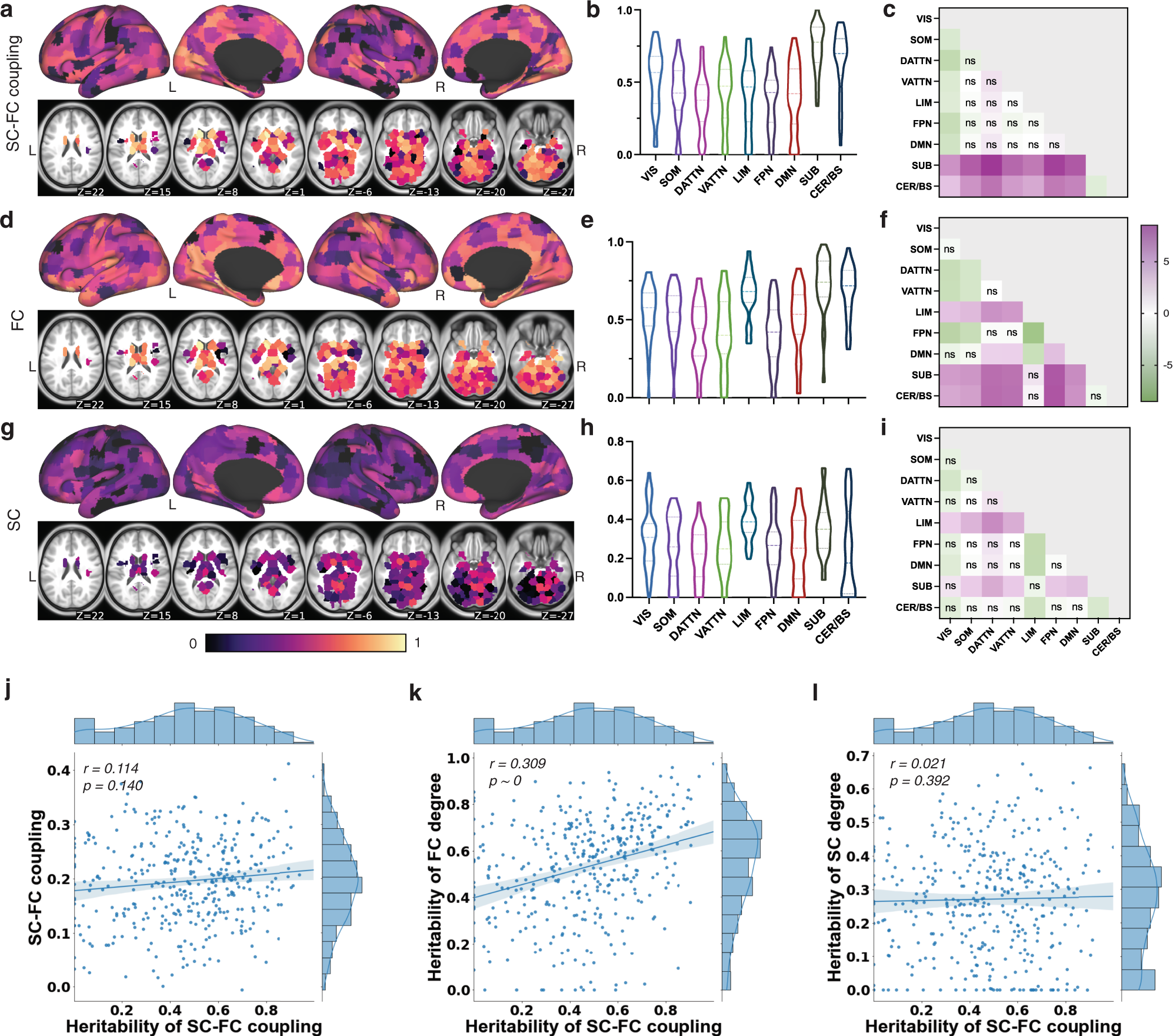Fig. 5: SC–FC coupling heritability estimates.