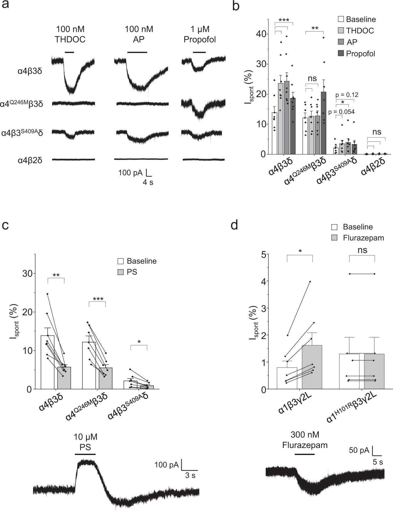 Fig. 6: Allosteric modulators of GABAARs regulate spontaneous currents.
