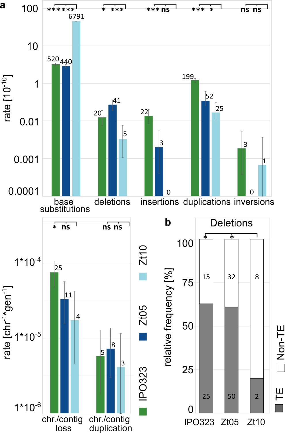 Fig. 6: A functional dim2 gene is associated with less structural variation and less effects of TE on deletions.