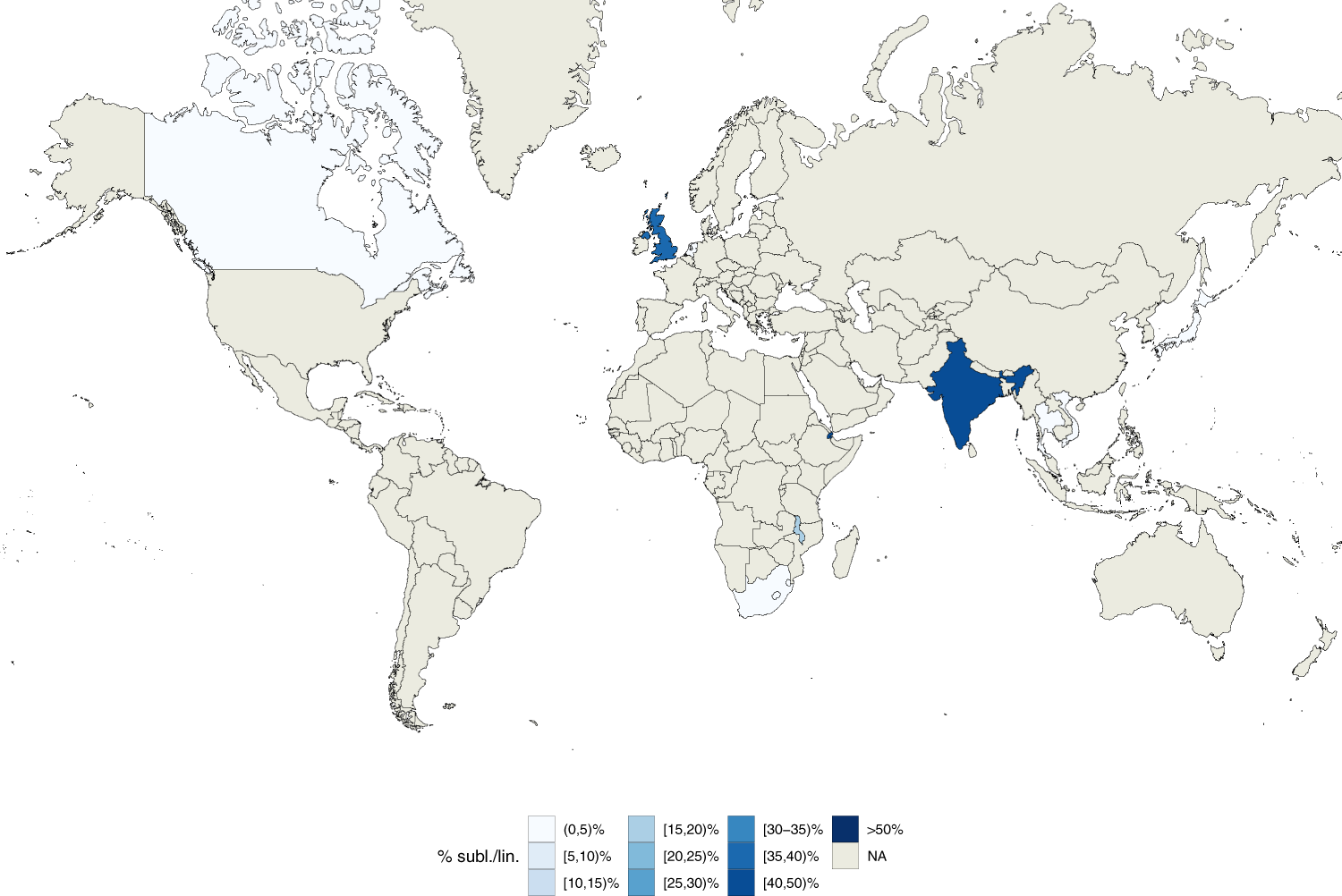 Fig. 8: Geographic distribution of internal sub-lineage 1.1.2.