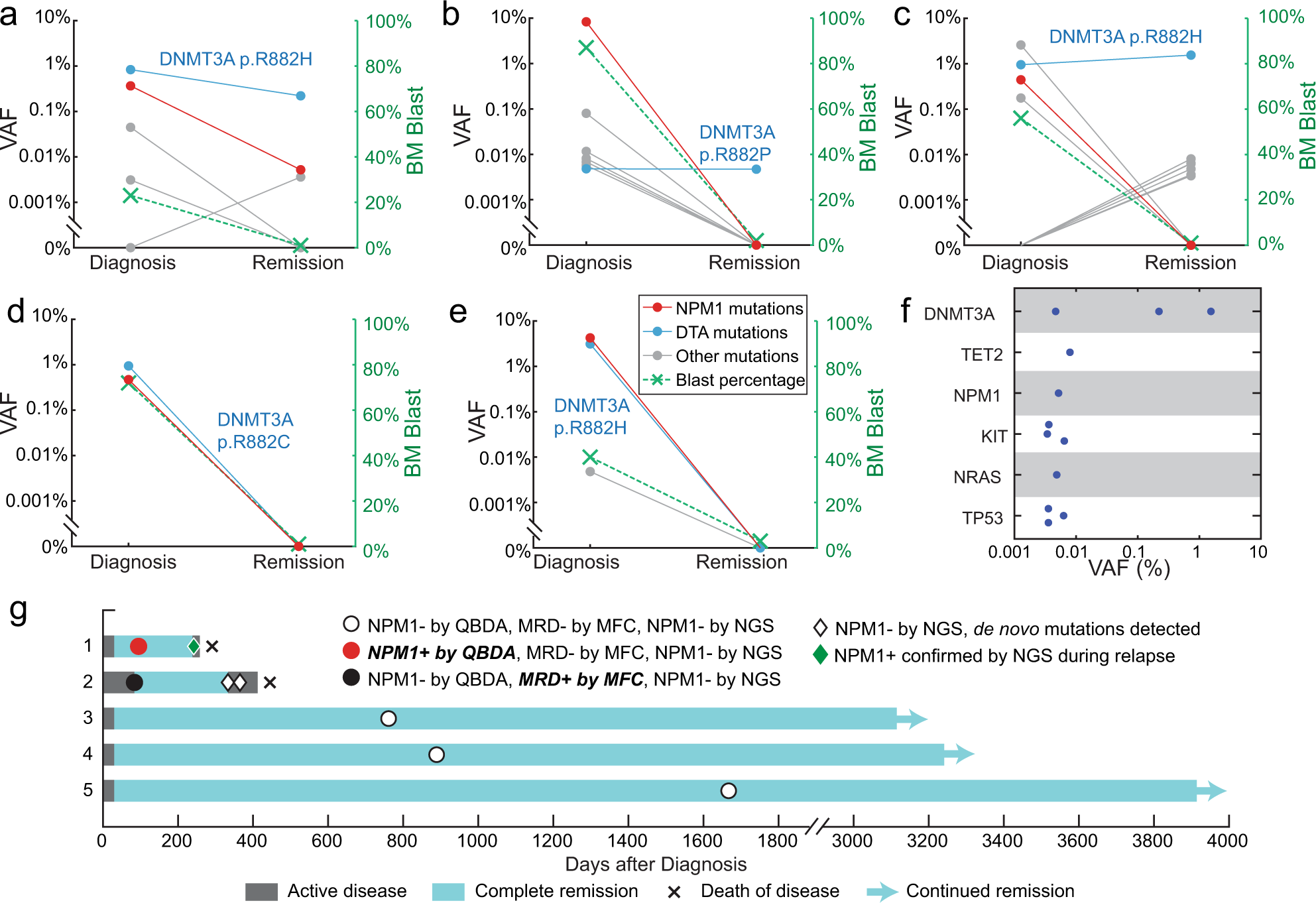 Fig. 3: QBDA for mutation detection during AML complete remission.
