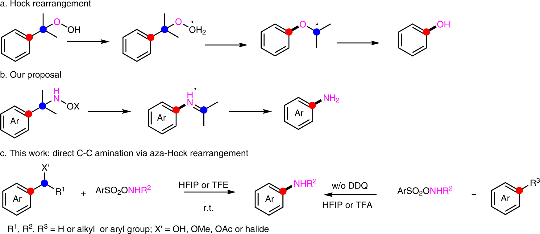 Hydroxylamine-mediated C–C amination aza-hock | Nature Communications