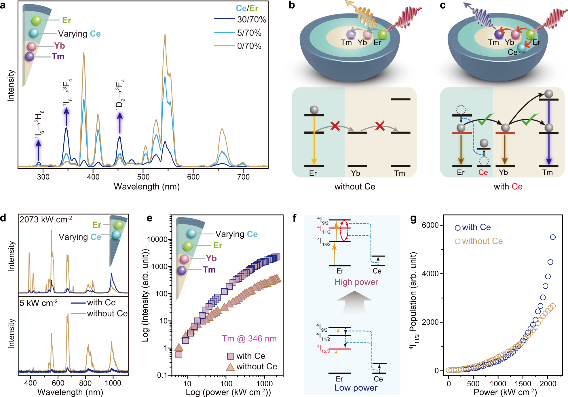 Fig. 3: Mechanistic investigation of Ce3+-induced cross-relaxation.