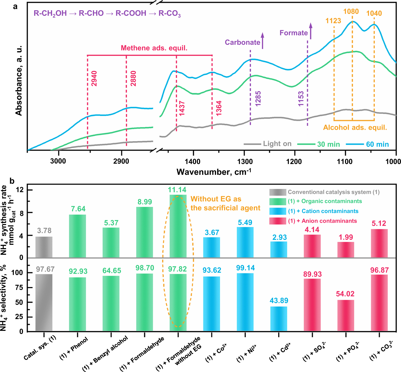 Fig. 6: Practical application of NO3−RR to NH4+ route in simulated wastewater.
