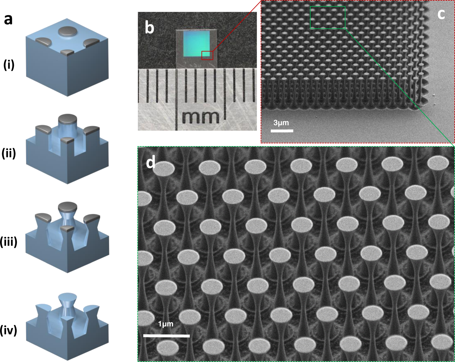 Fig. 2: Diamond surface fabrication and images.