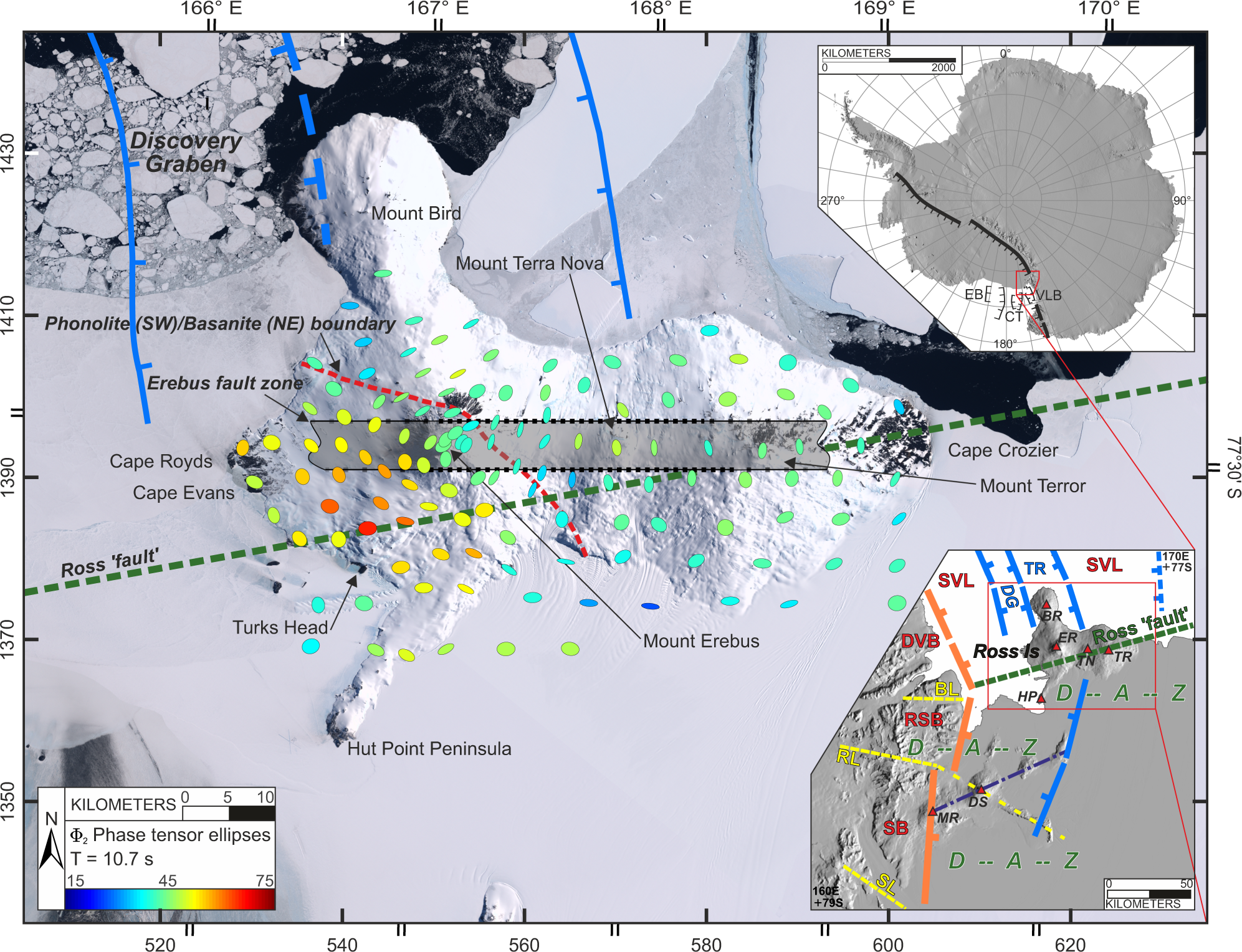 Trans-crustal structural control of CO2-rich extensional magmatic systems  revealed at Mount Erebus Antarctica | Nature Communications