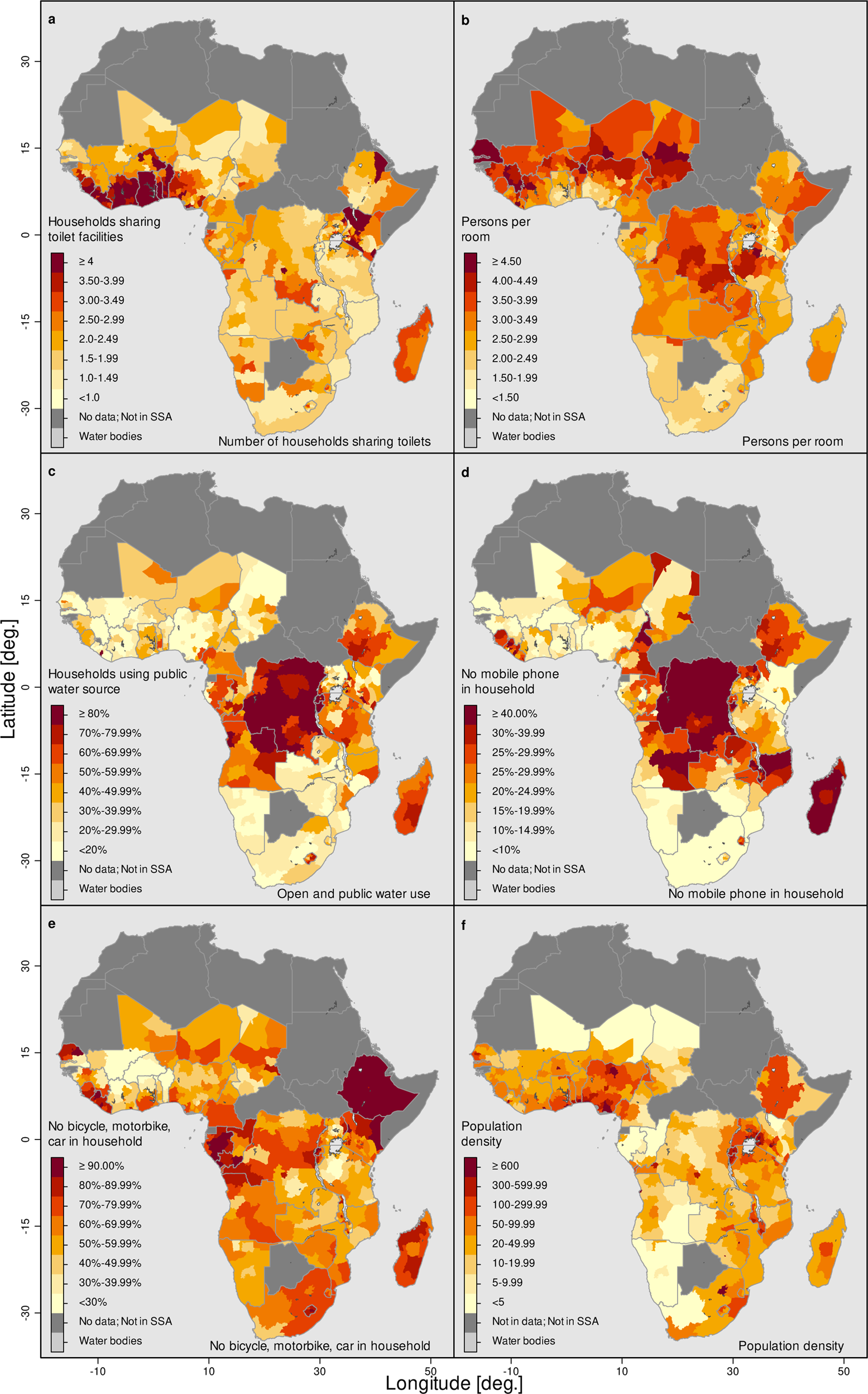 Fig. 4: Indicators of the PDI and population density at the regional level.
