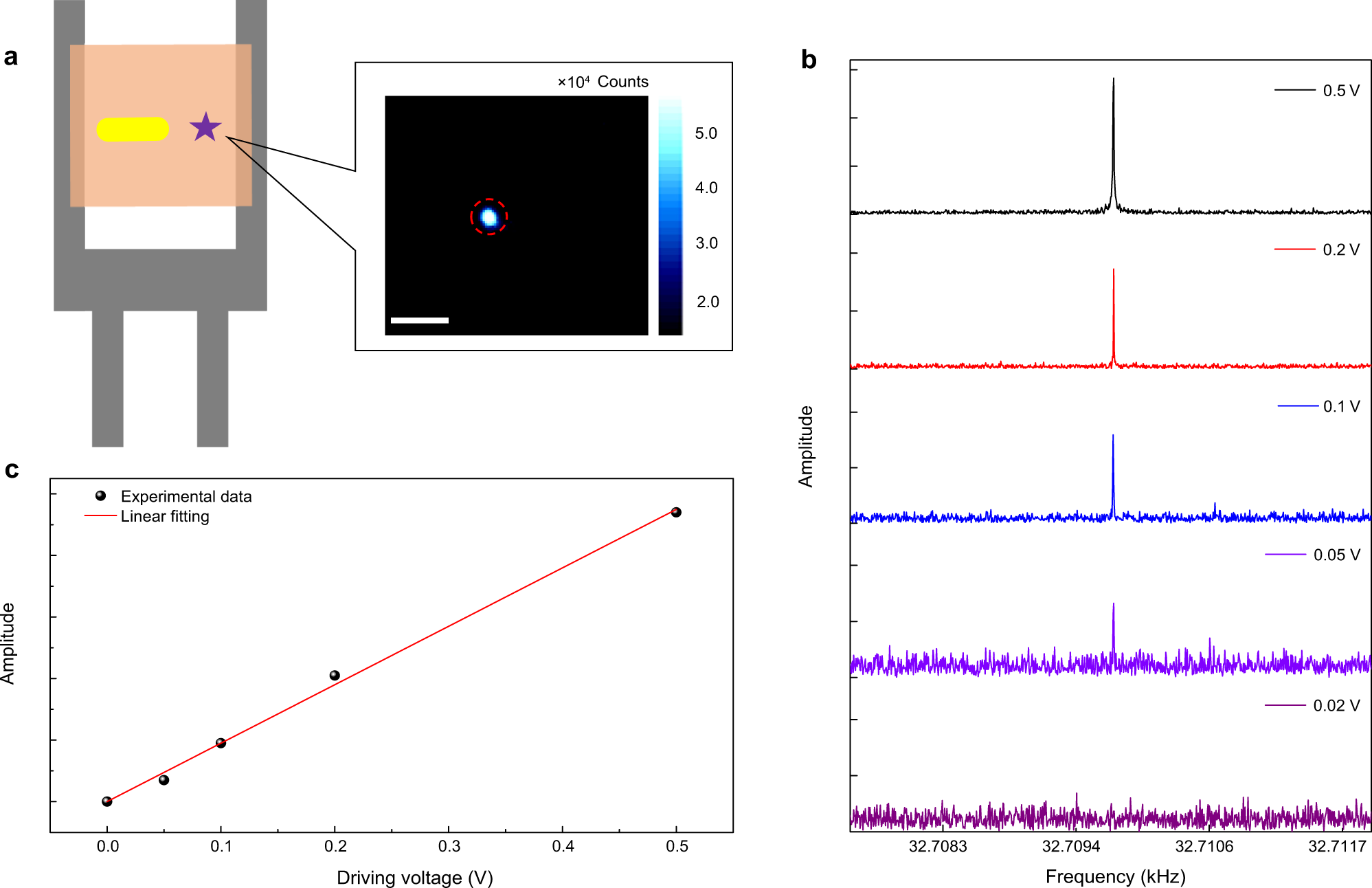 Fig. 2: Experimental detection of acoustic vibrations.