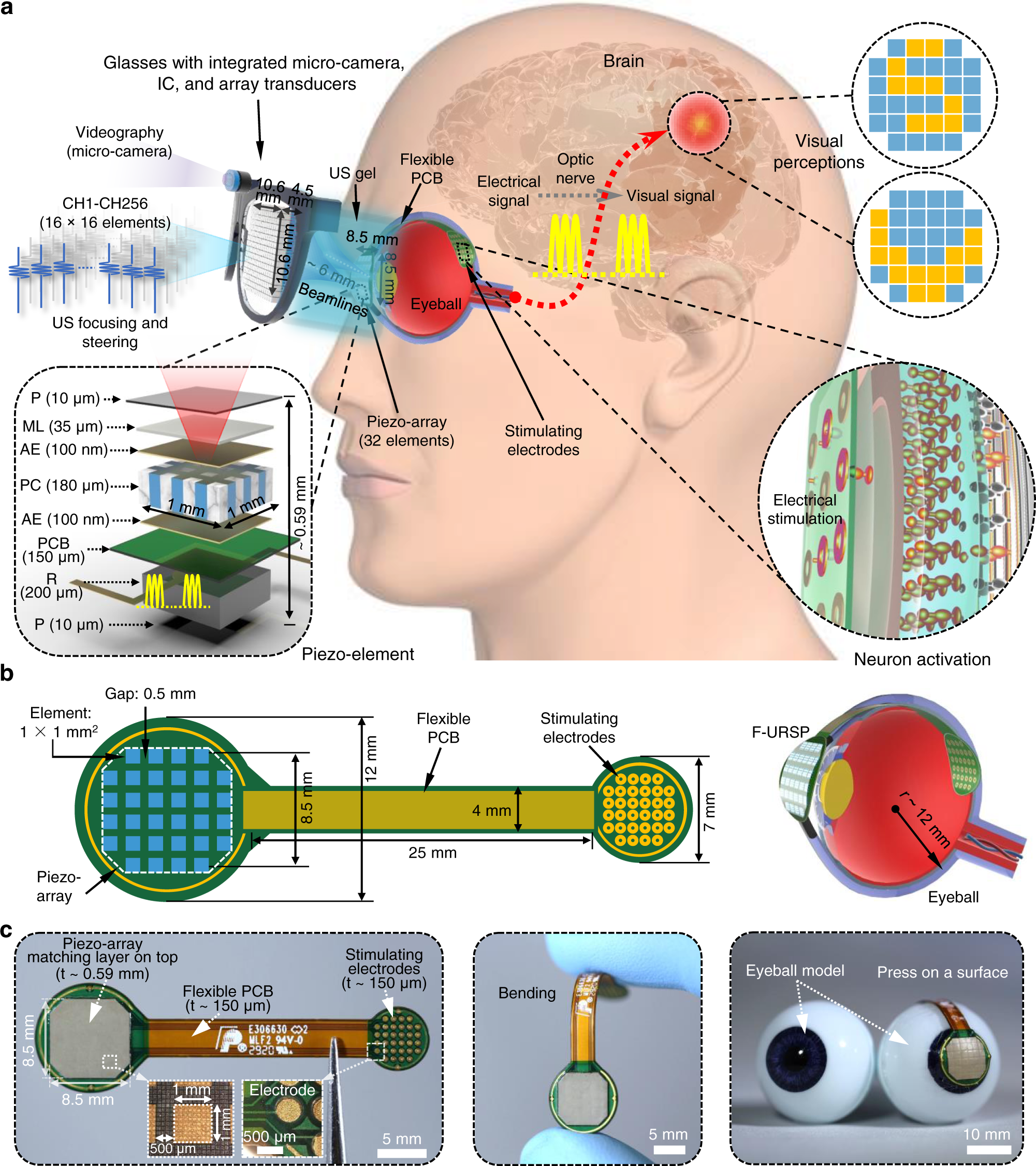 Flexible ultrasound-induced retinal stimulating piezo-arrays for biomimetic  visual prostheses