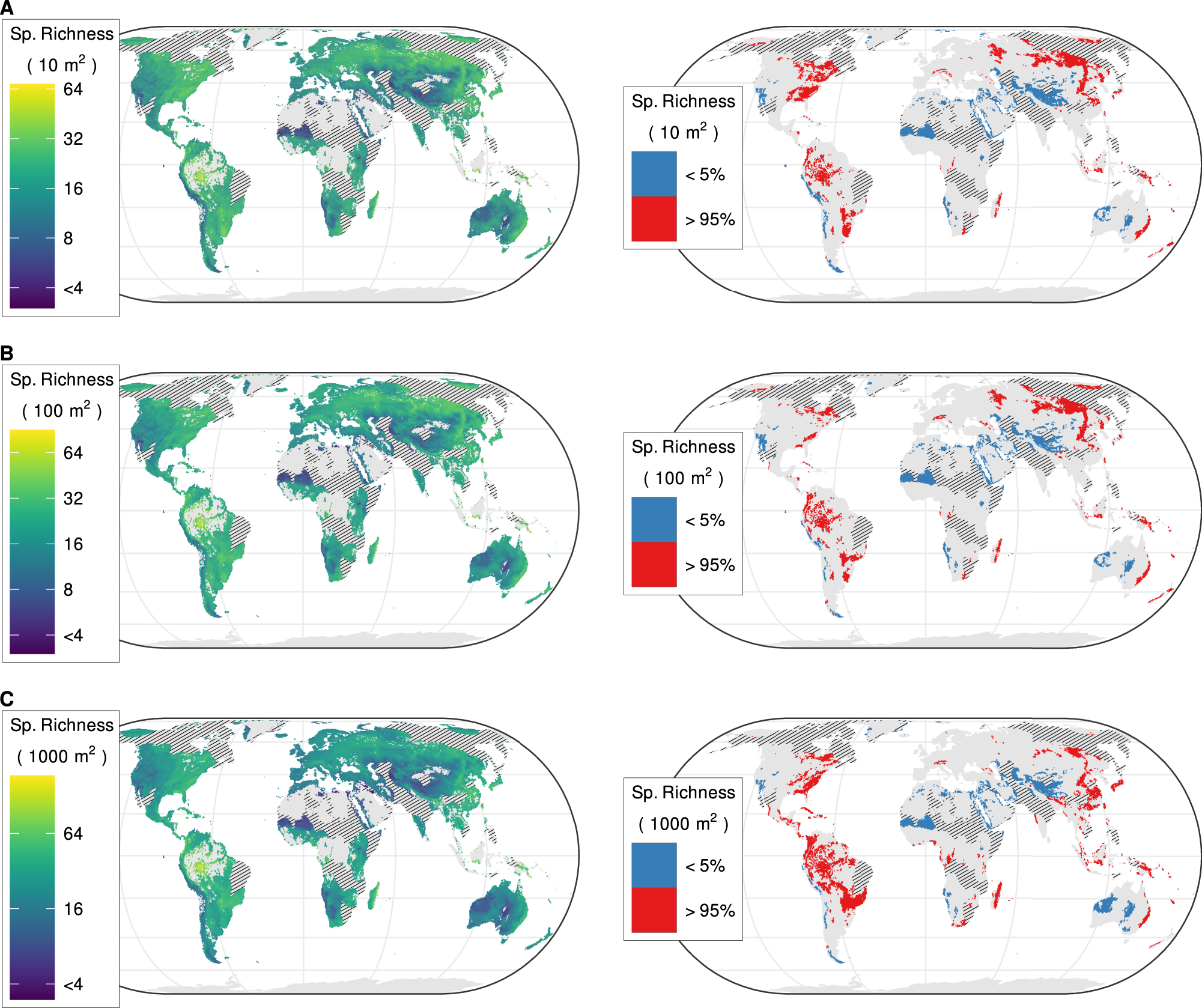 Fig. 2: Global distribution of estimated vascular plant alpha diversity in non-forest ecosystems.