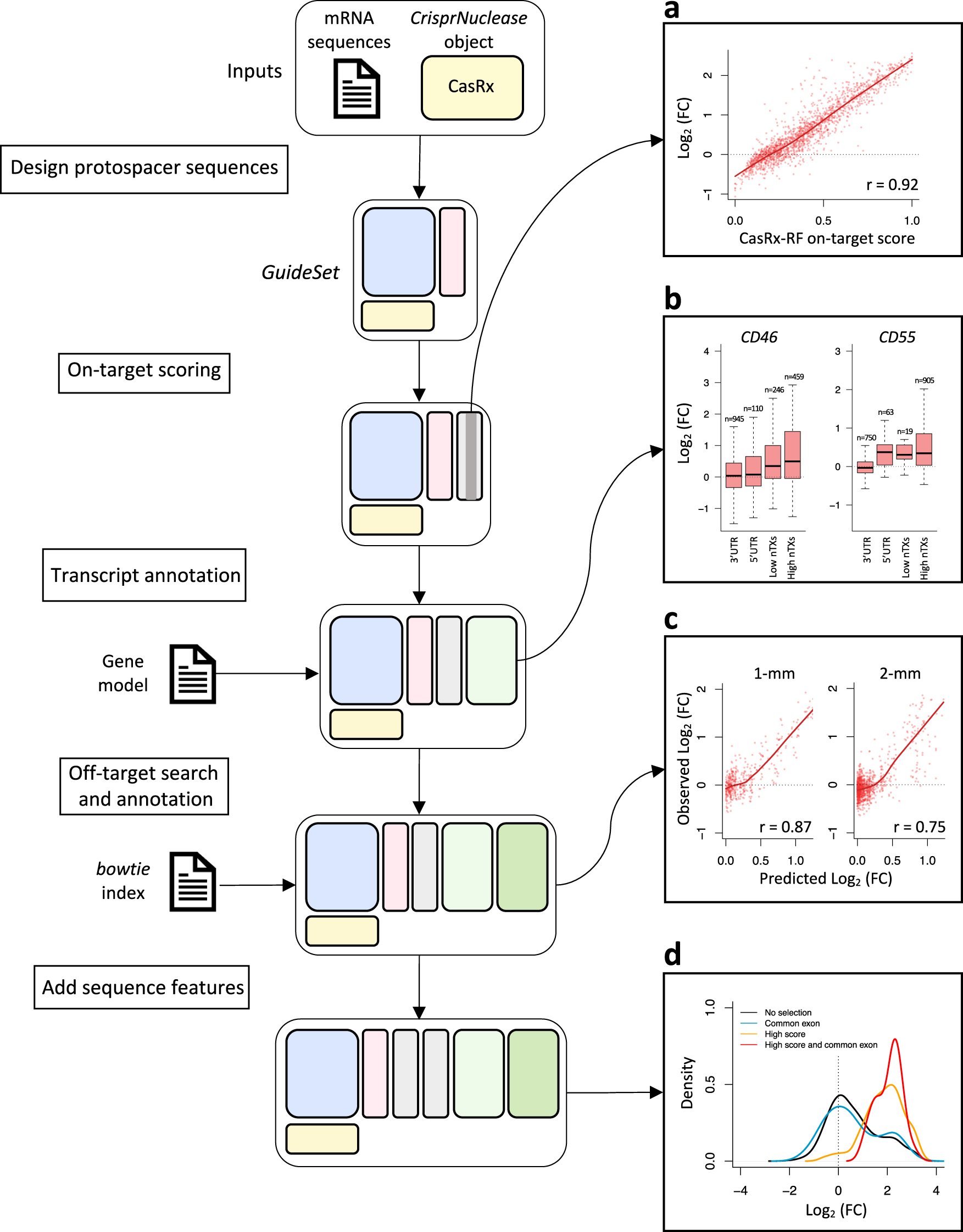 Fig. 5: crisprDesign workflow to design gRNAs tiling CD55 and CD46 using CasRx.