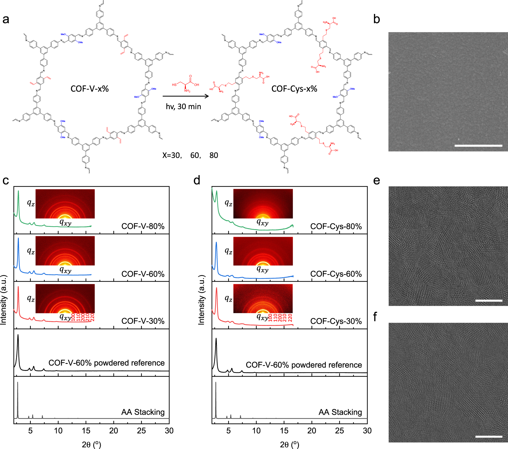 Fig. 2: Preparation and characterization of COF-Cys membranes.
