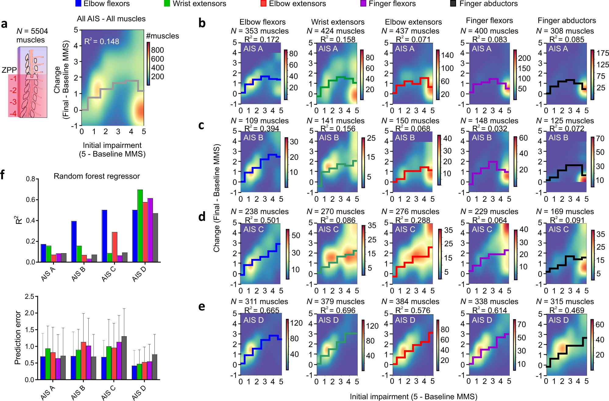 Fig. 4: Prediction of strength recovery after cervical SCI: the role of baseline MMS.