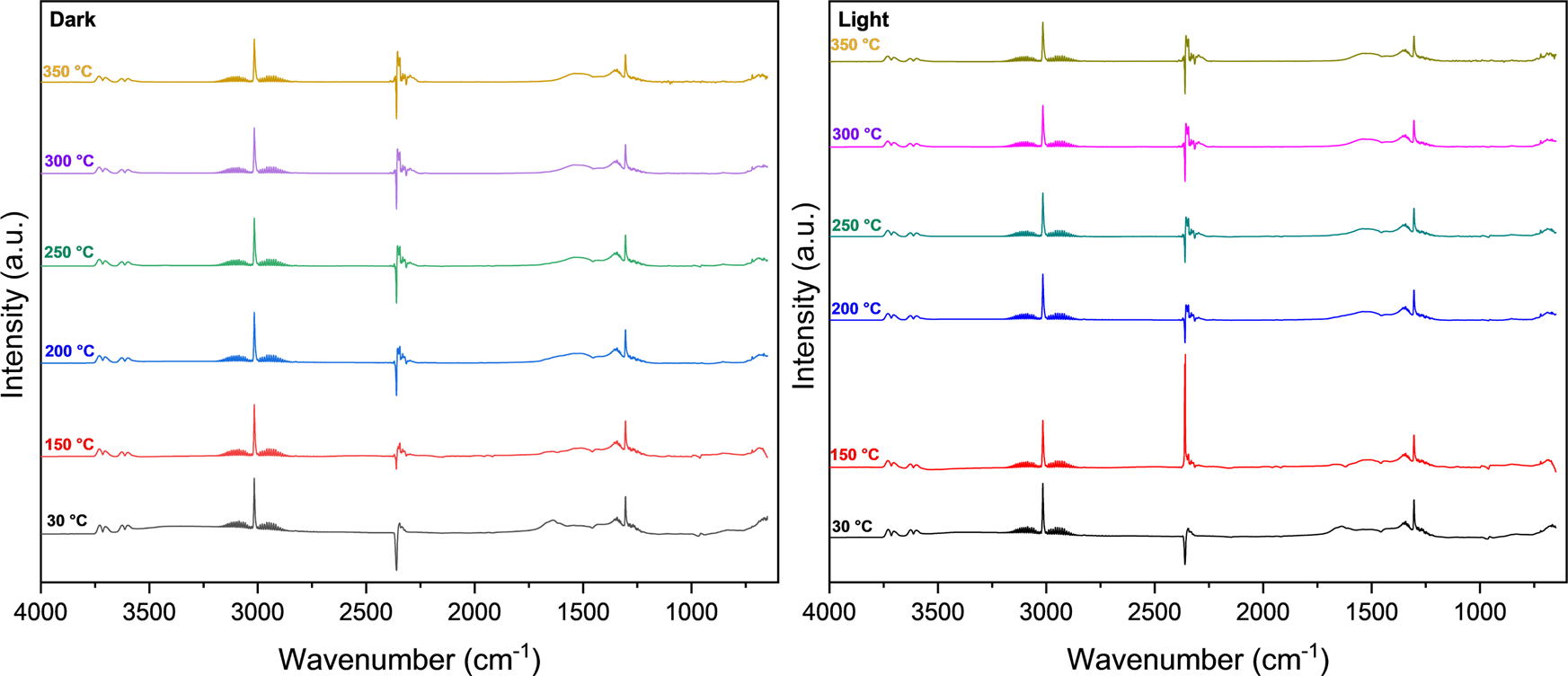 Fig. 4: In situ DRIFTS spectra for dry reforming reaction.
