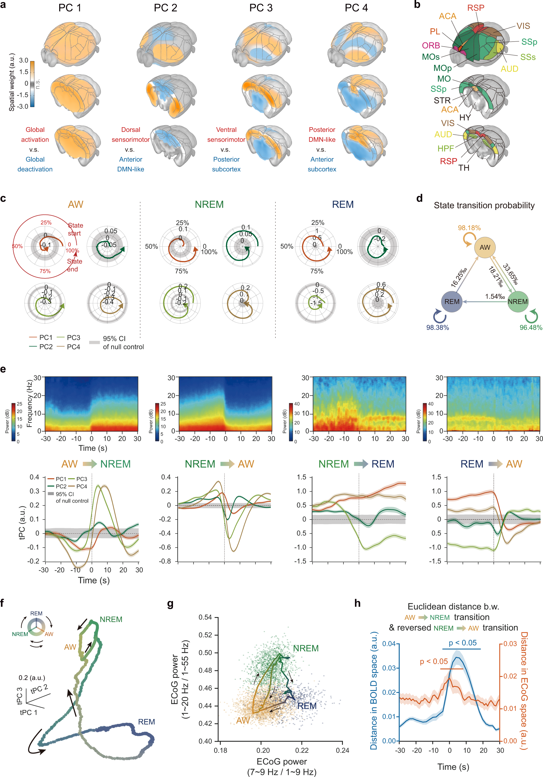 Fig. 4: Low dimensional dynamic signature across brain states.