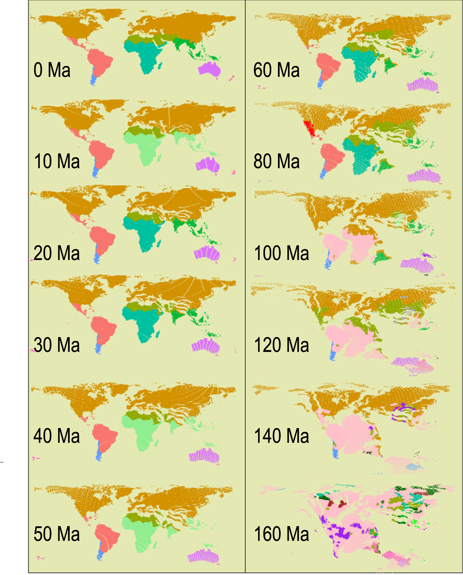 Fig. 2: Chronology of the present-day floristic realms.
