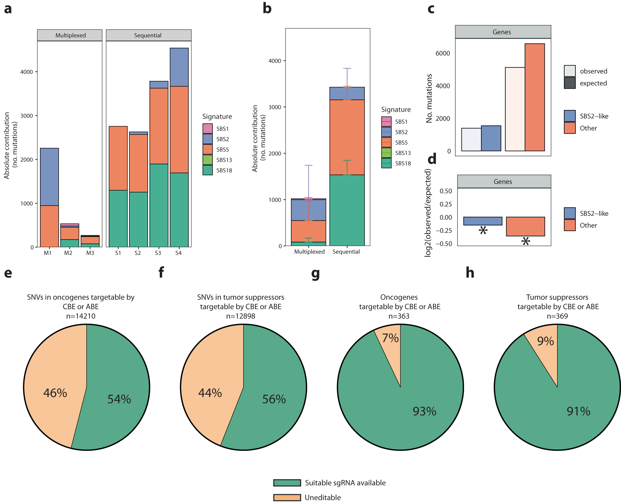 Fig. 7: Safety and scope of base editing in tumor modeling.