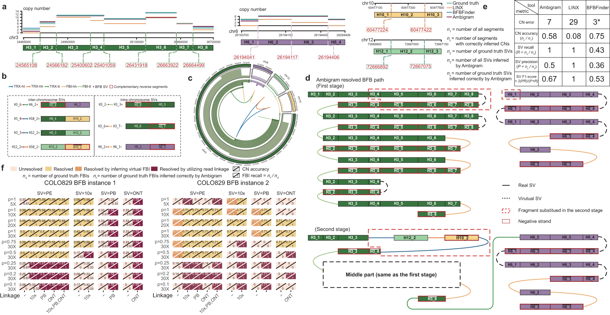 Fig. 3: COLO829 instance 1 - complex BFB on chr3, chr6, chr10, and chr12.
