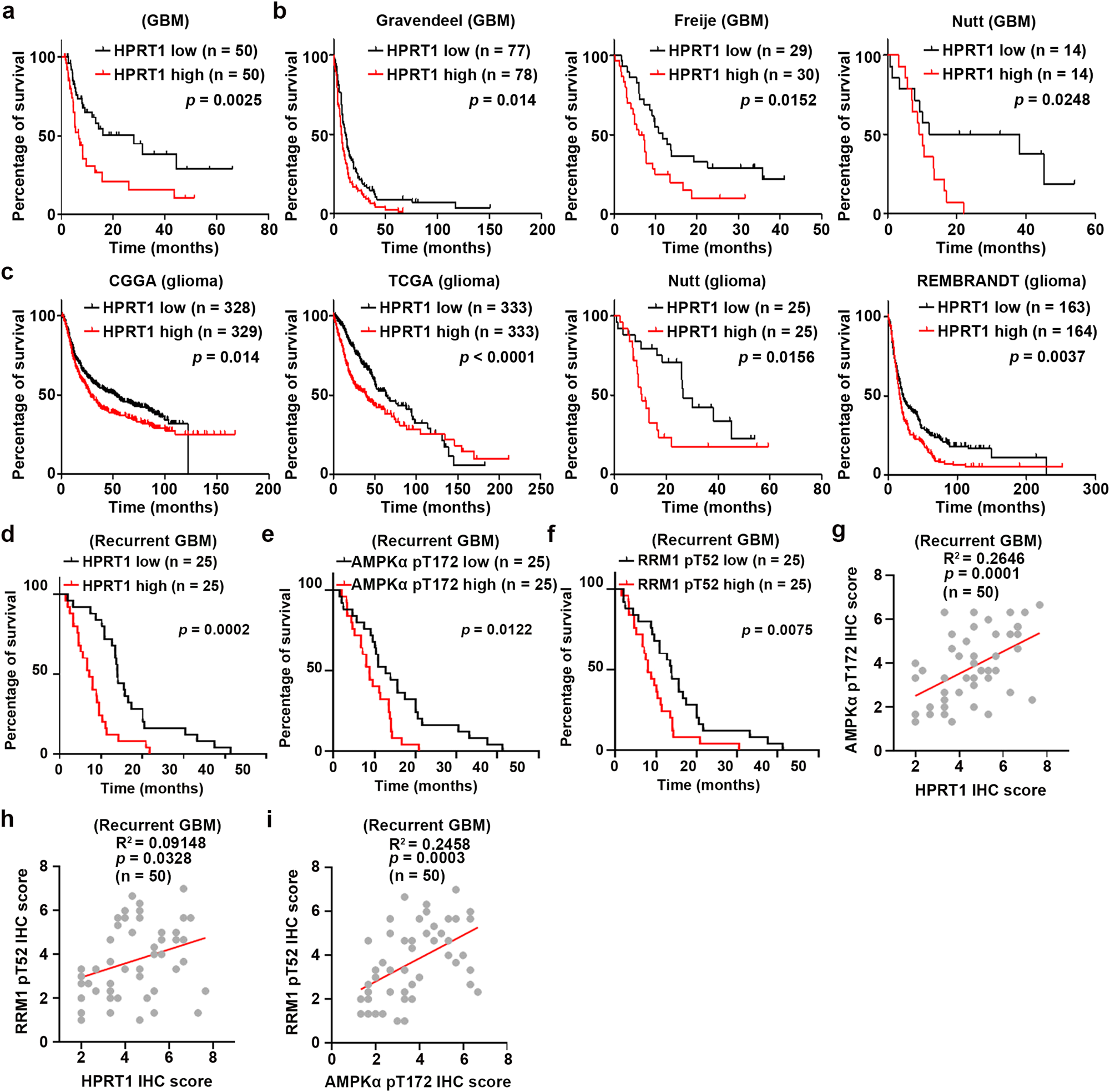 Fig. 8: HPRT1 expression predicts poor prognosis of GBM patients.