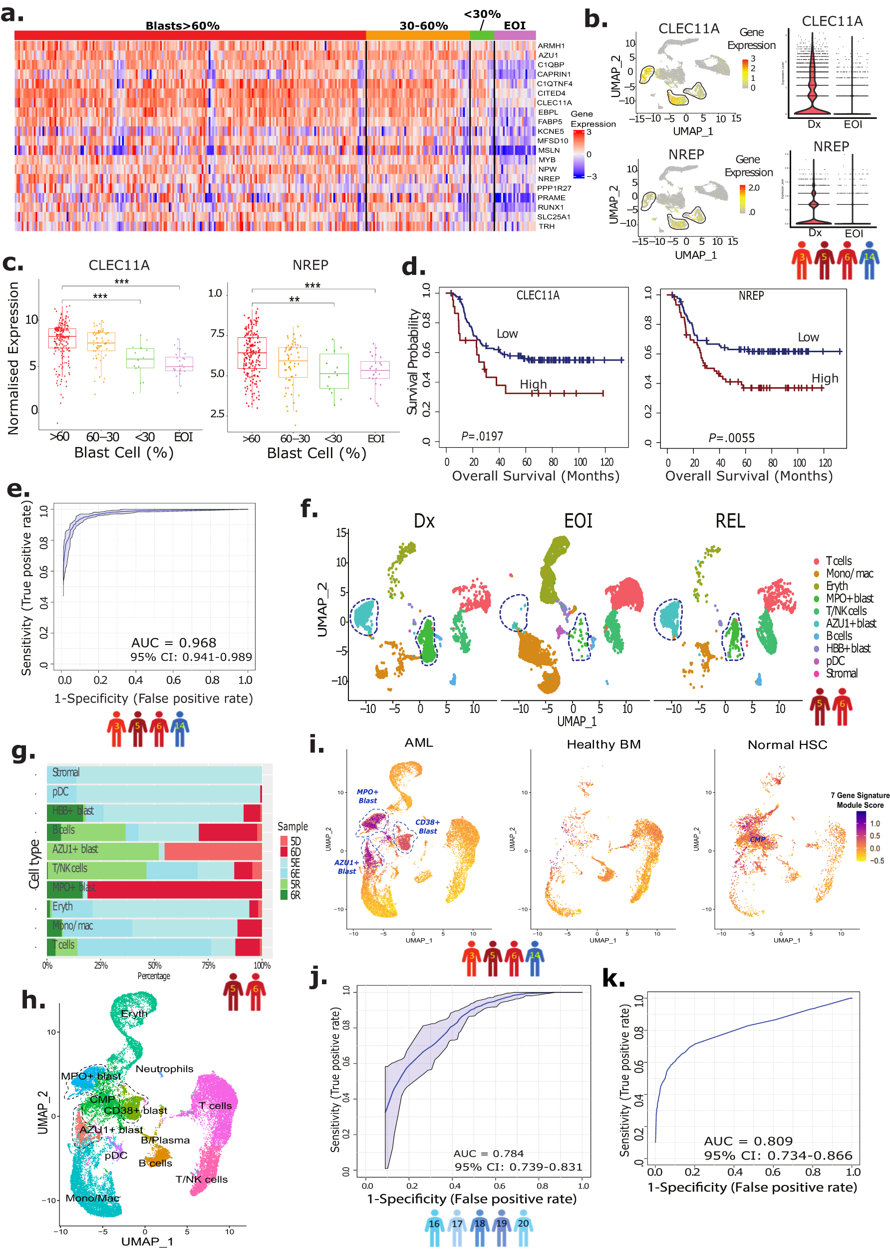 Fig. 2: Development of blast progenitor signature from heterogeneous AML-blasts.