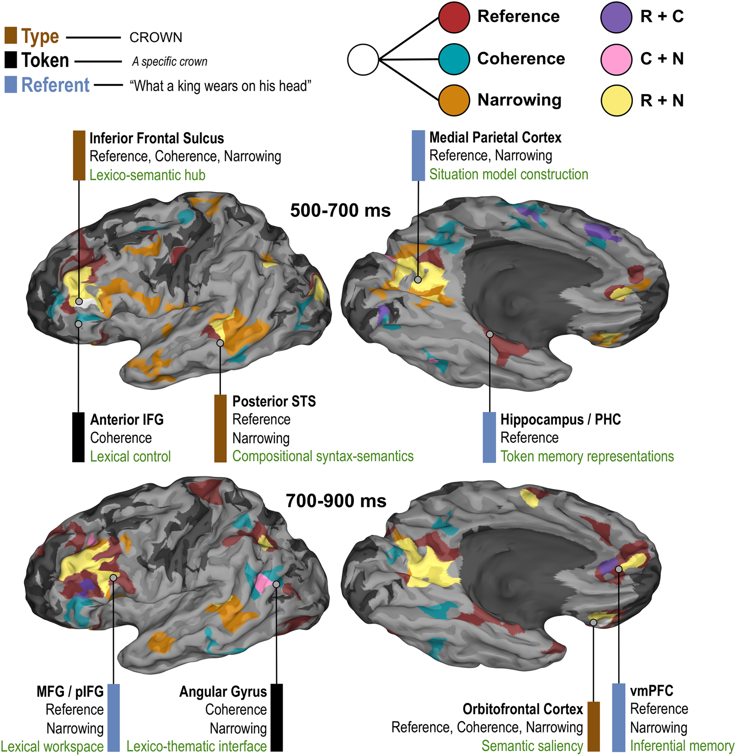 Fig. 4: Summary model for distinct components of linguistic meaning derived from a conjunction SB-MEMA.