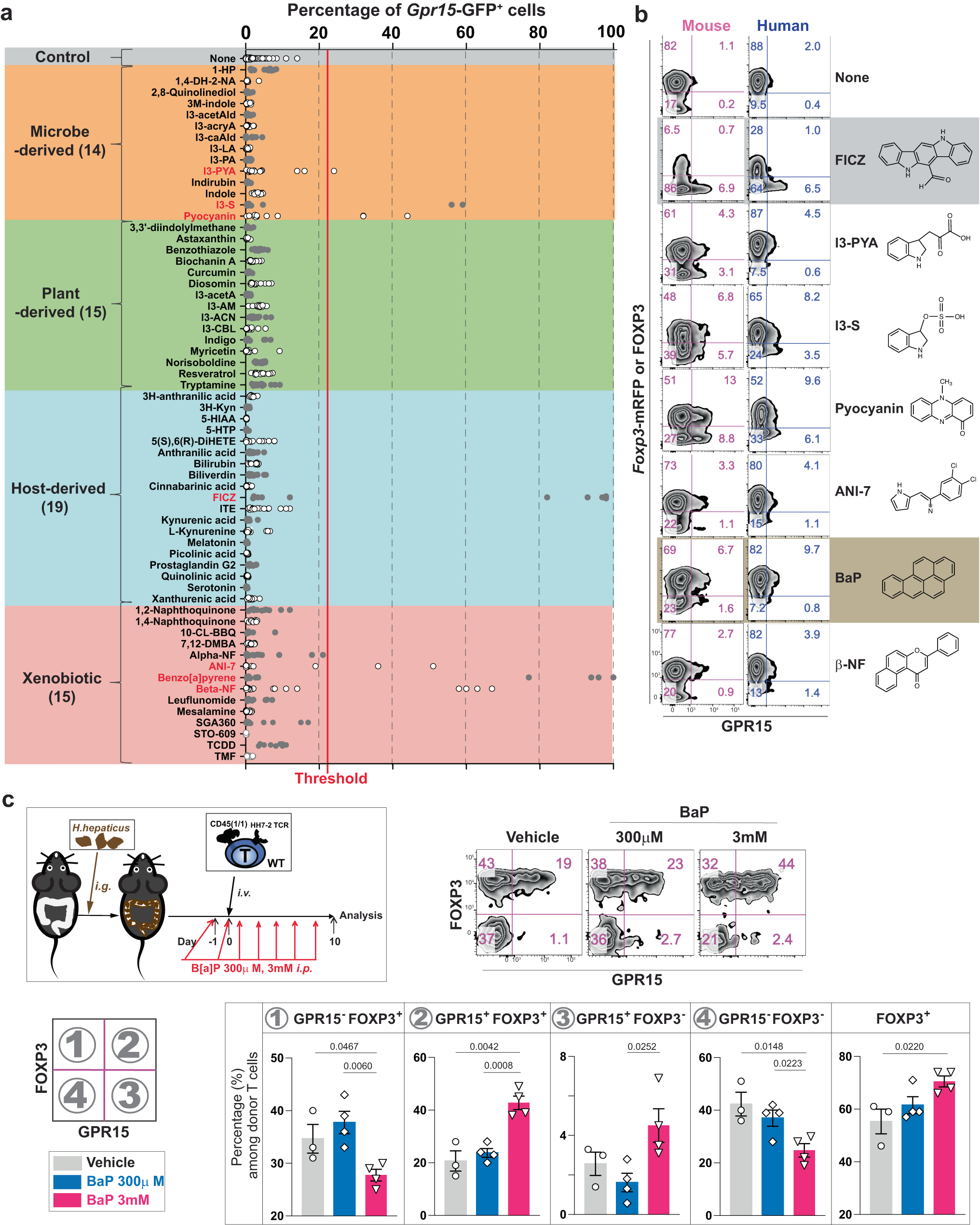 Fig. 4: The identity of AhR ligand determines the T cell types expressing GPR15.