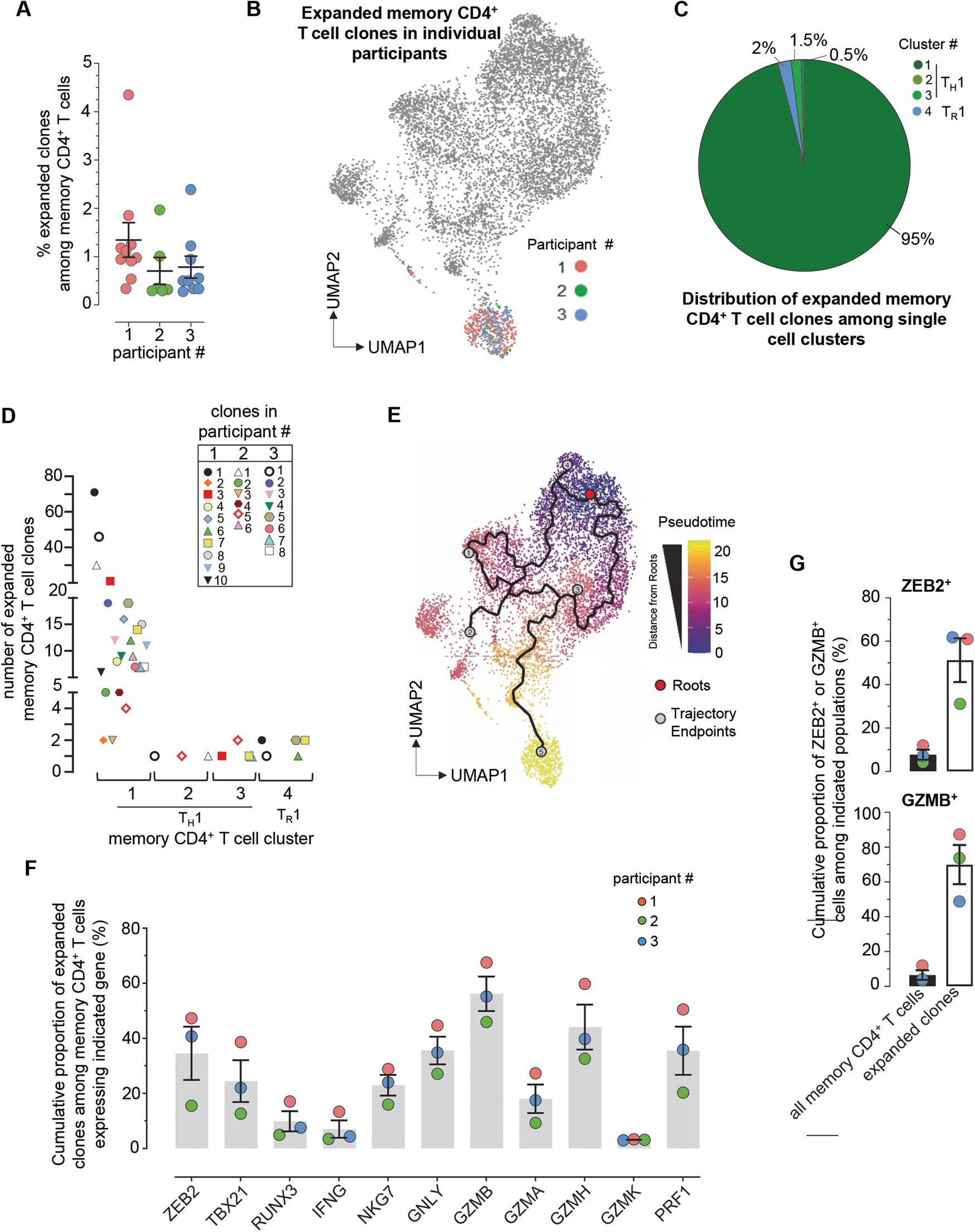 Fig. 6: Expanded memory CD4+ T cell clones in malaria protected patients exhibit a cytolytic gene expression signature.