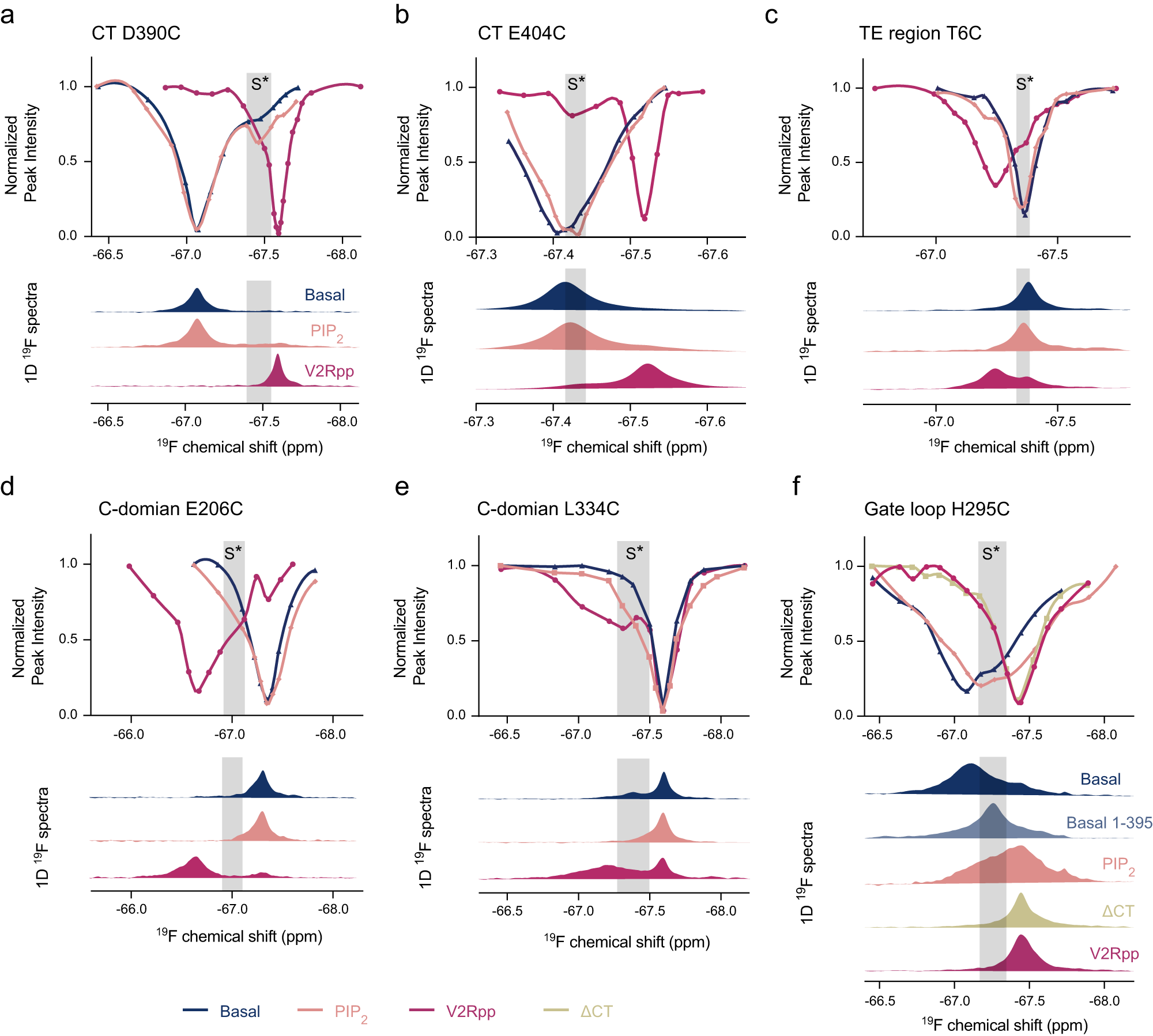 Fig. 5: 19F CEST experiments reveal an intermediate state in various structural regions.