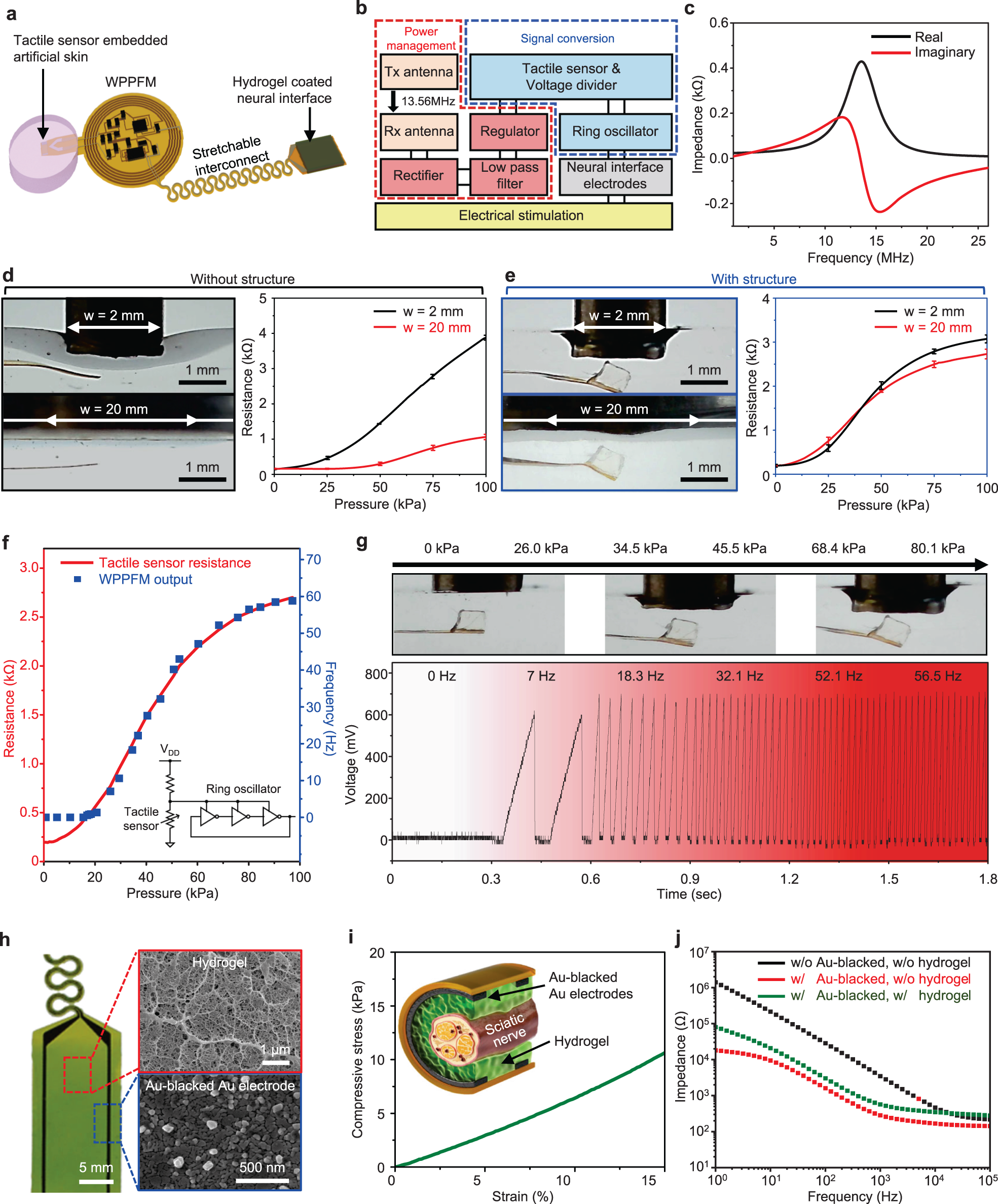 Fig. 2: Characteristics of the WPPFM and neural interface electrodes.