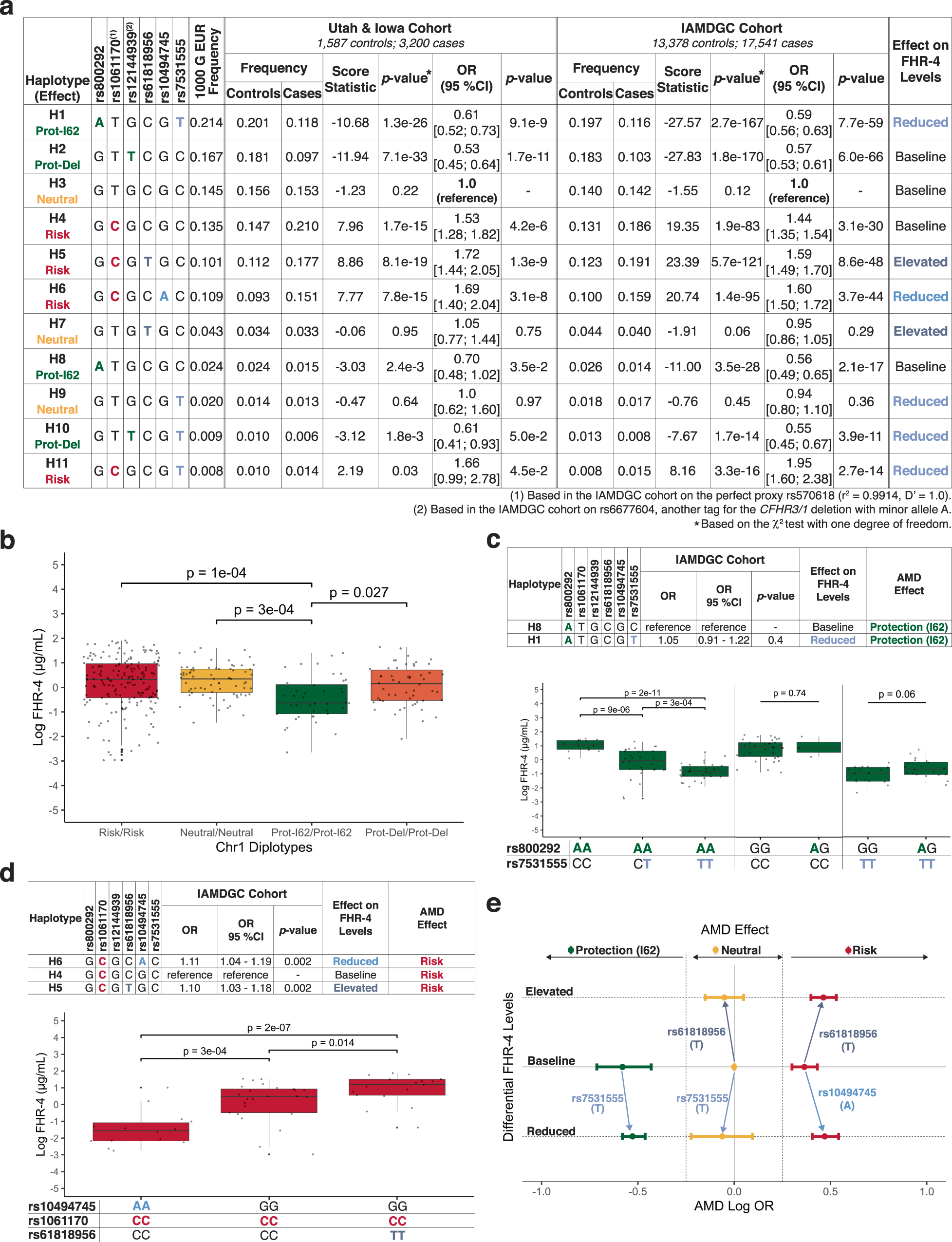 Fig. 3: Dissection of associations between FHR-4 levels and AMD susceptibility.