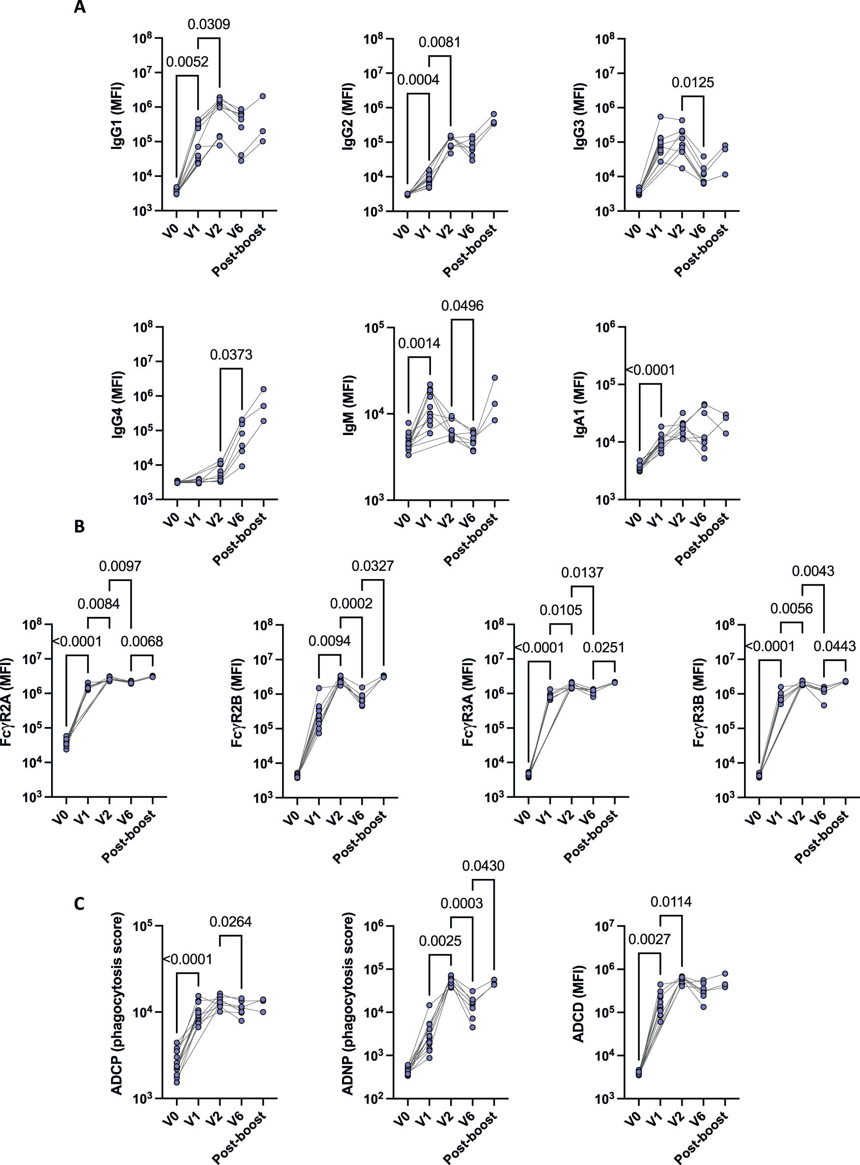 Fig. 2: Strong impact of mRNA-1273 vaccination on antibody response overtime.