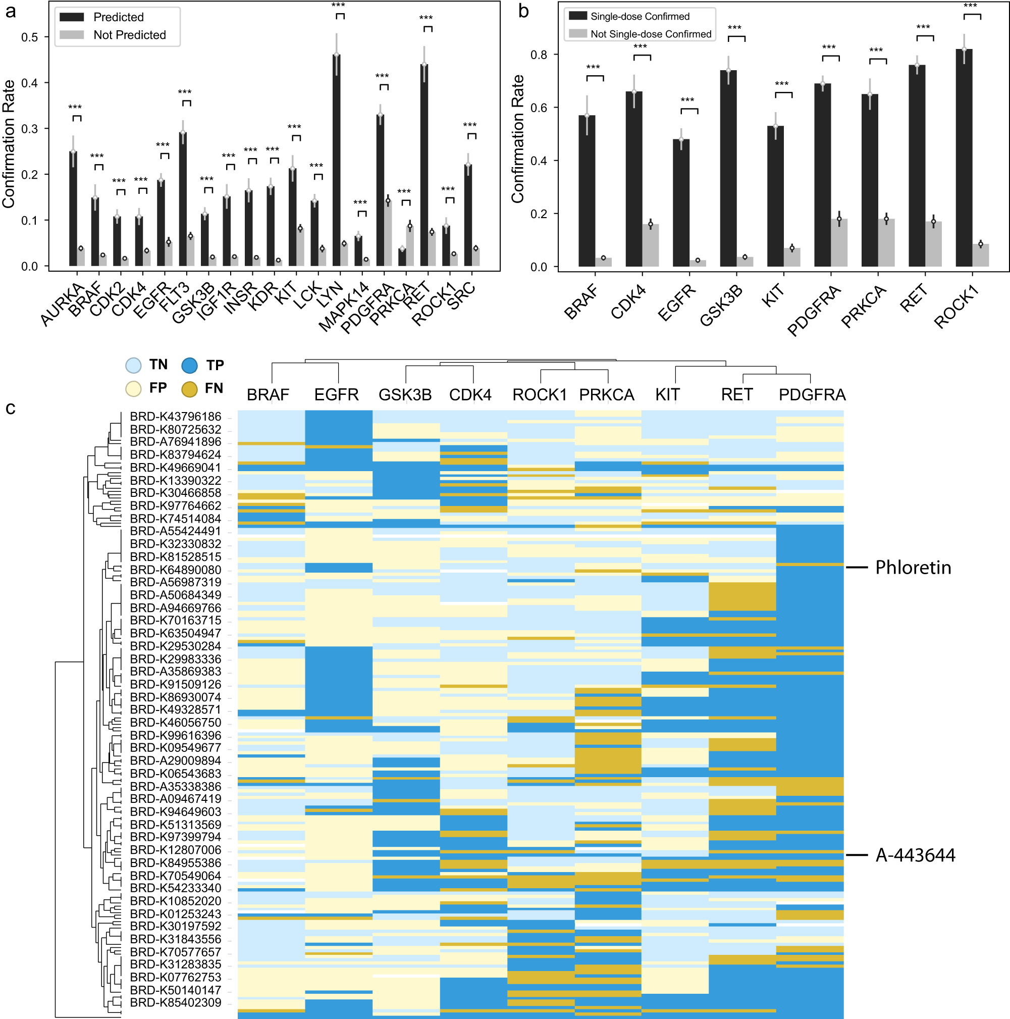 Fig. 5: Experimental confirmation of predicted kinase inhibitors.