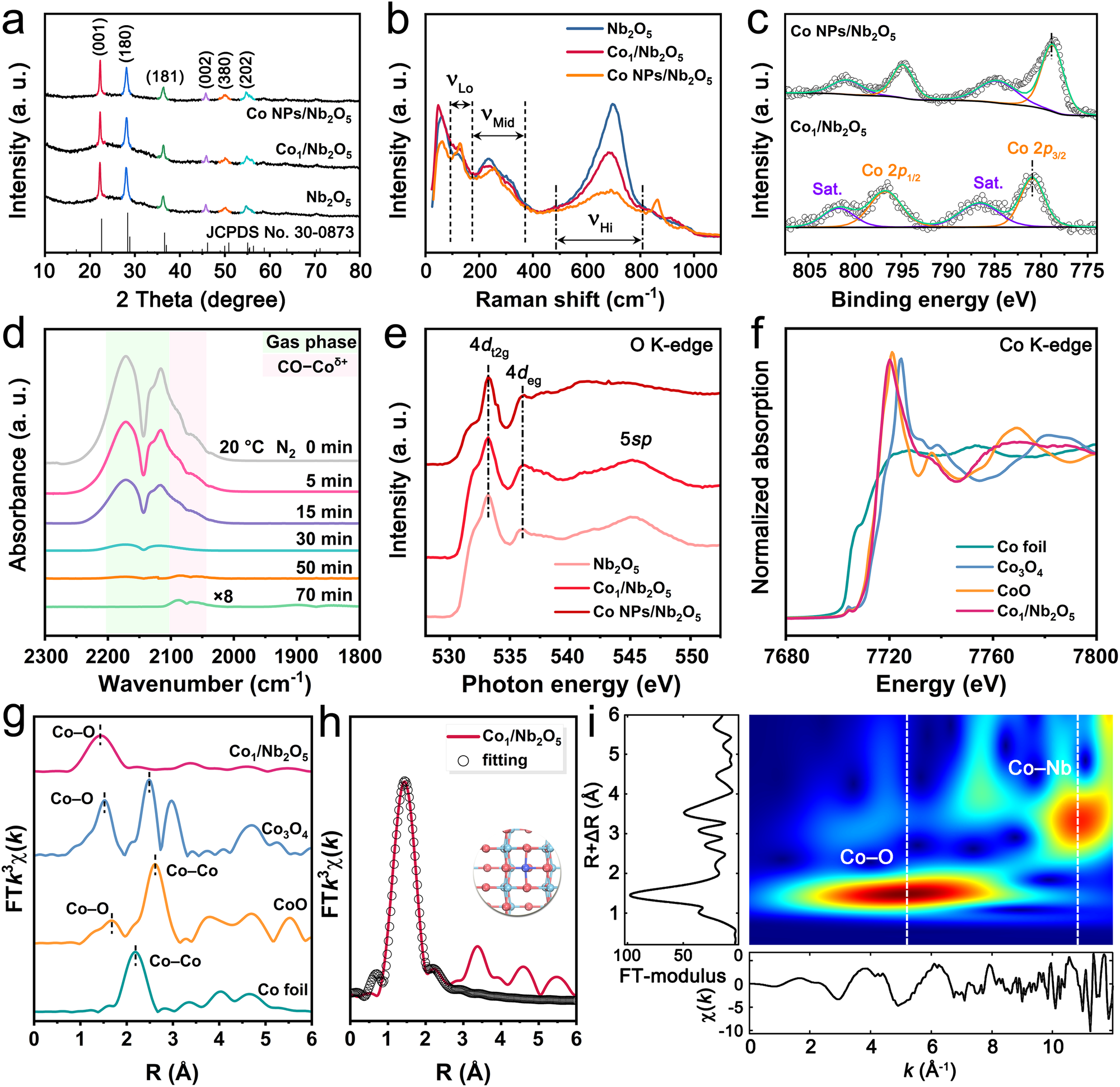 Fig. 3: Structural characterizations of as-prepared Co1/Nb2O5.