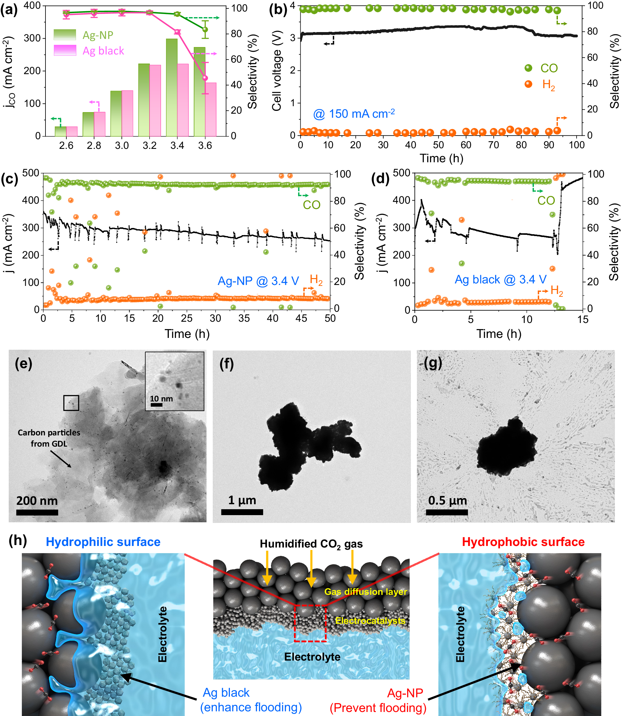 Fig. 2: Single-cell performance of the Ag-NP catalyst.