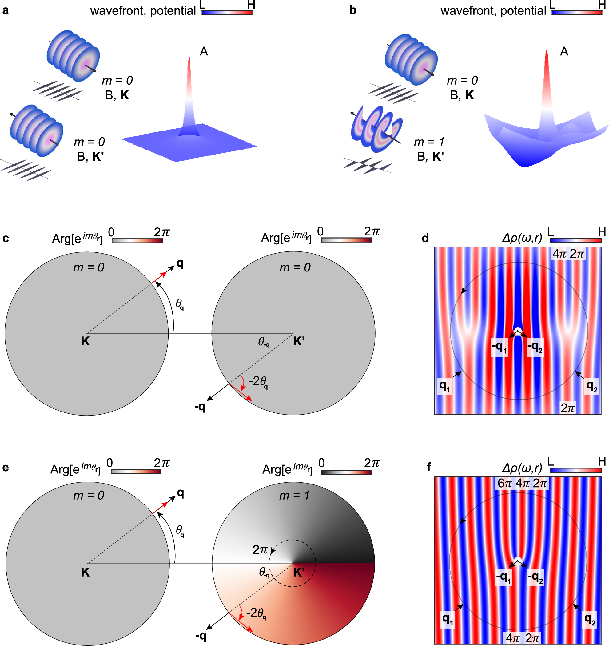 Fig. 1: Dynamics of intervalley scatterings and wavefront dislocations.