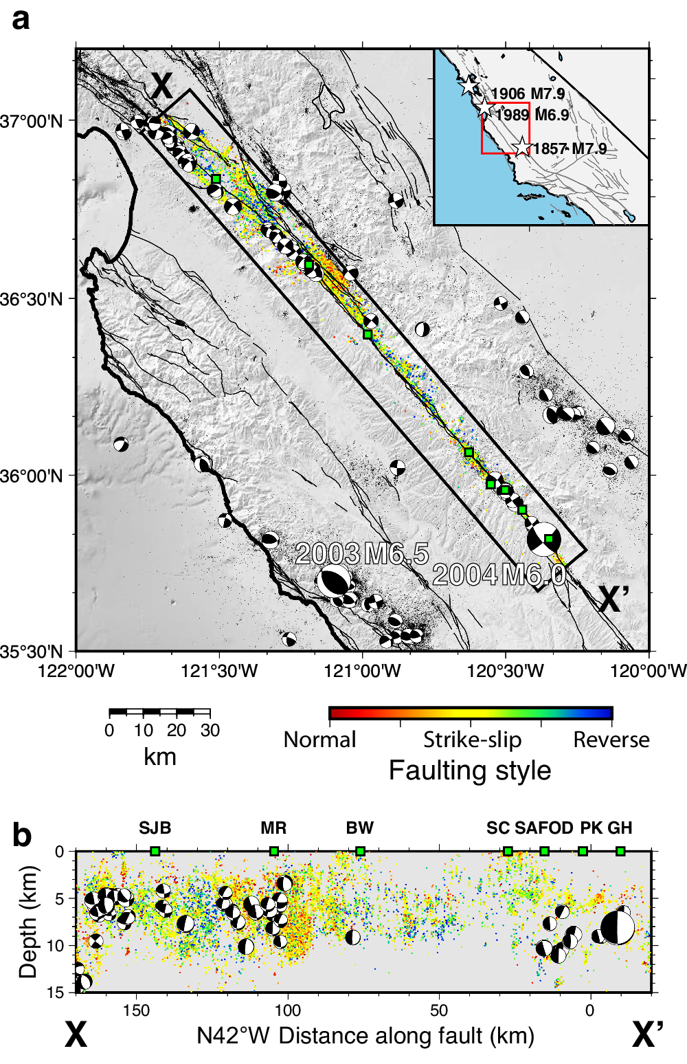 Fig. 2: Seismicity distribution along the CSAF.