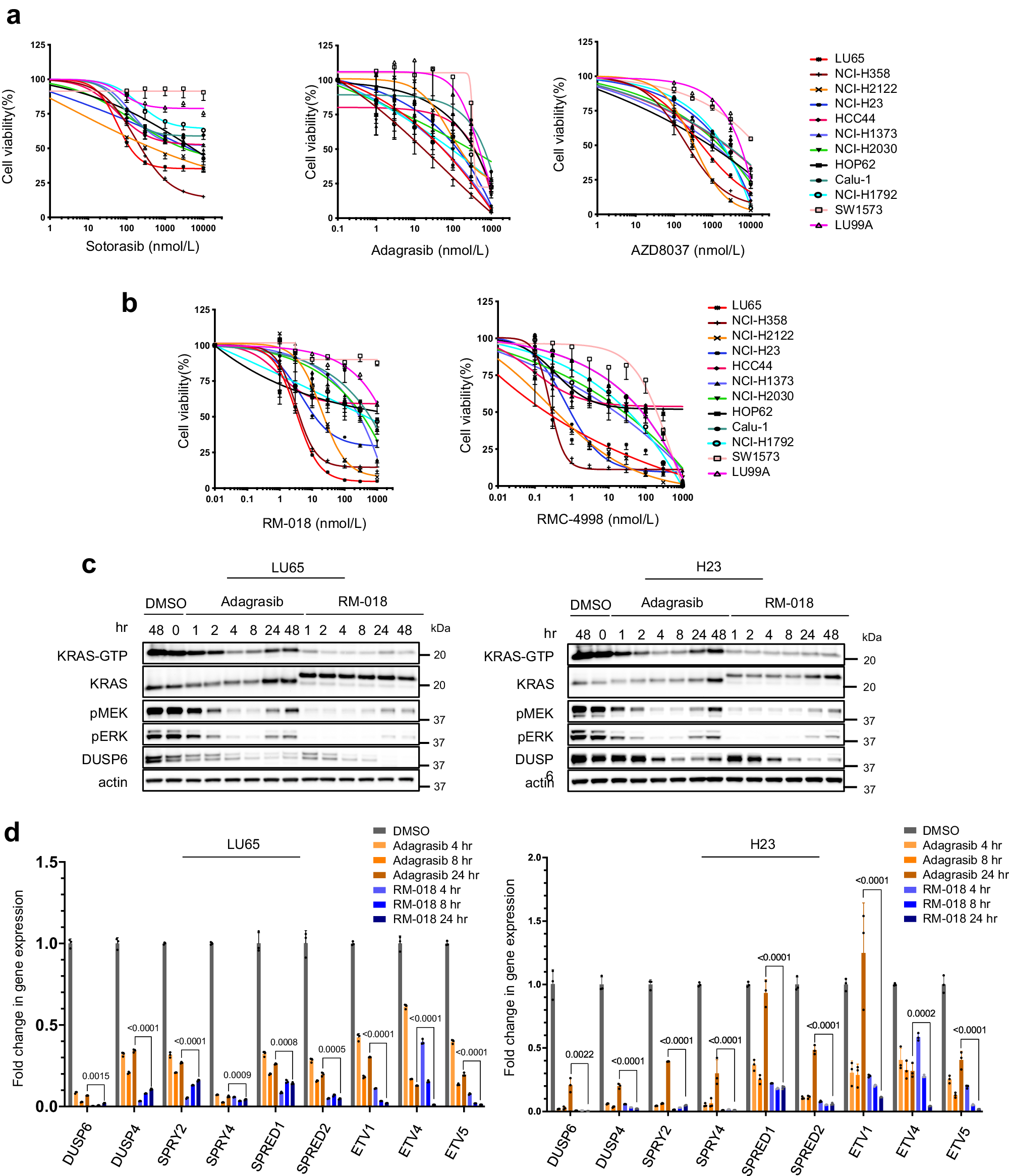 Fig. 1: Active-state KRASG12C inhibitors inhibit ERK pathway output more potently and durably than inactive-state KRASG12C inhibitors.