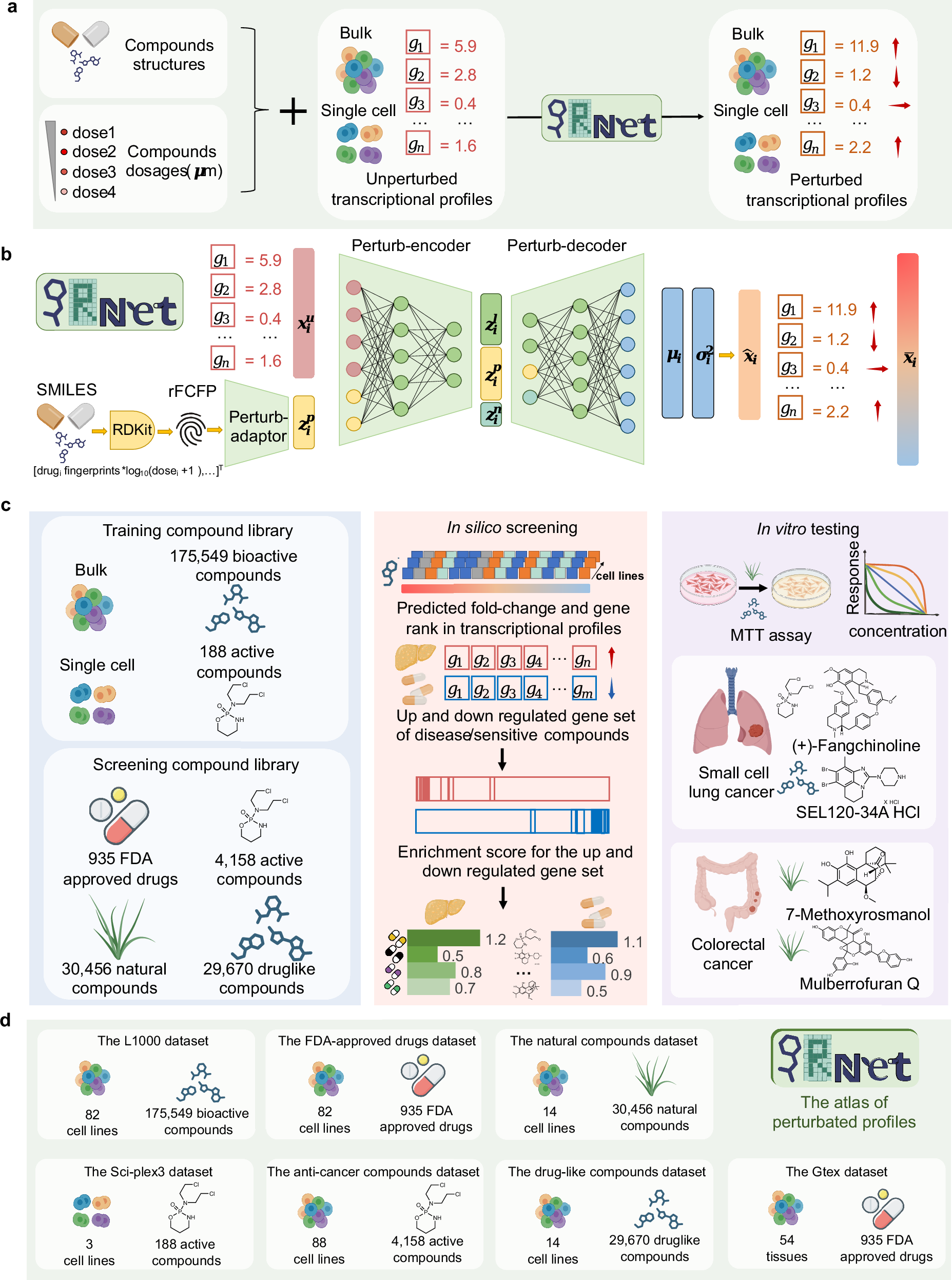 PRnet 모델 개요 — 3개의 핵심 모듈(Perturb-adapter, Perturb-encoder, Perturb-decoder)로 구성된 perturbation-conditioned deep generative model