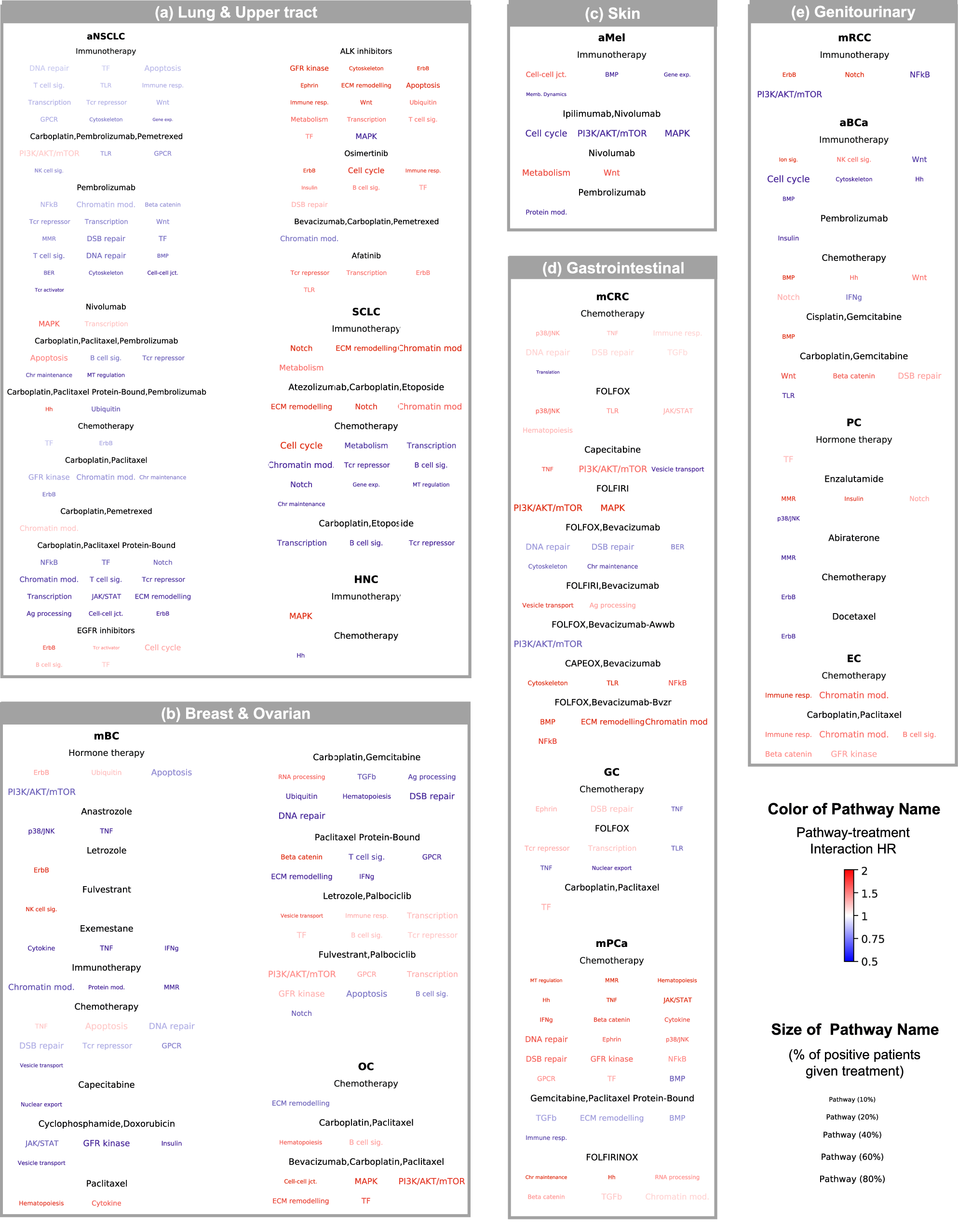 Fig. 3: Pathway-treatment interaction analysis across cancer types.