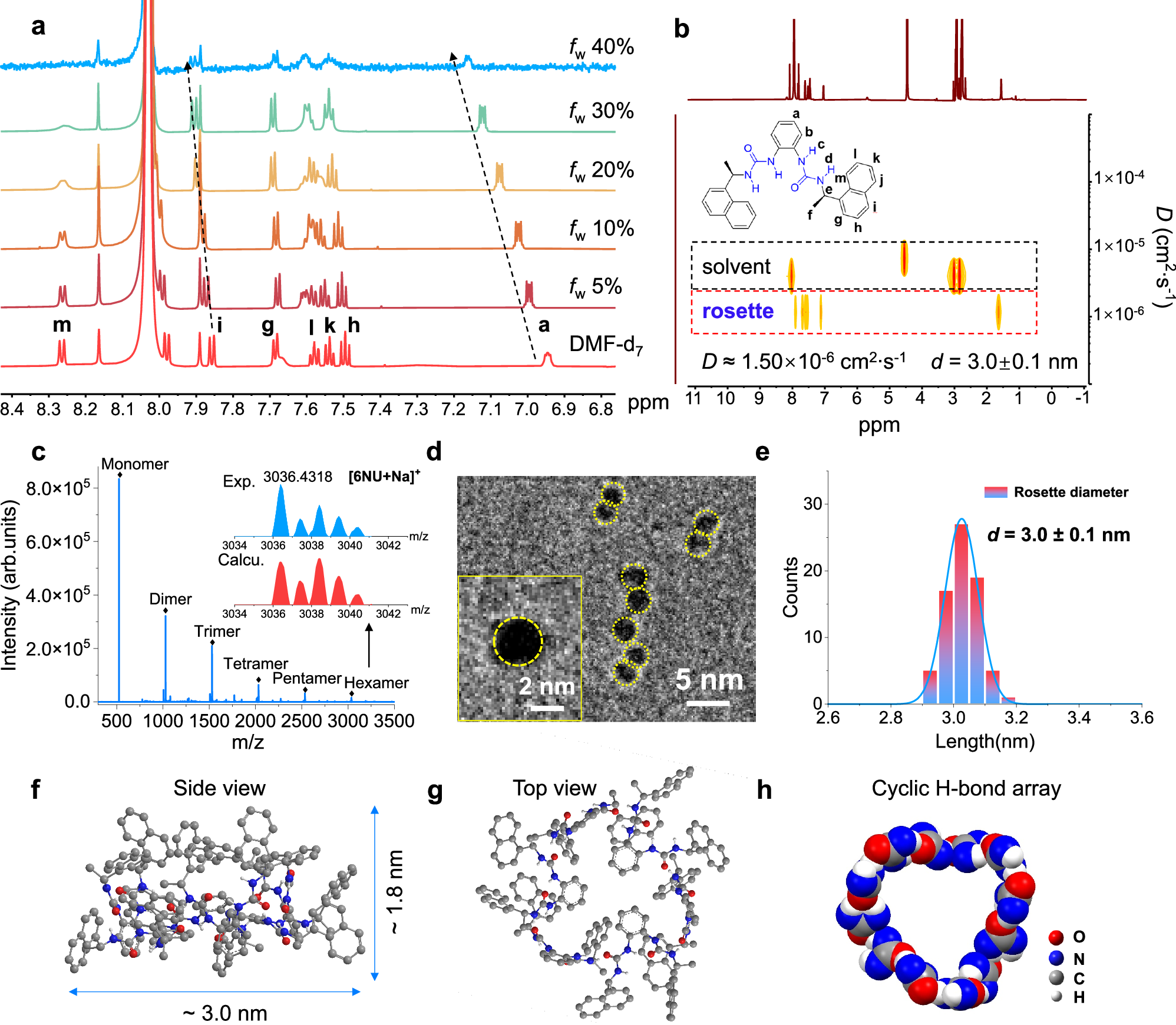 Fig. 2: Experimental evidence and DFT calculations for the formation of NU rosettes.