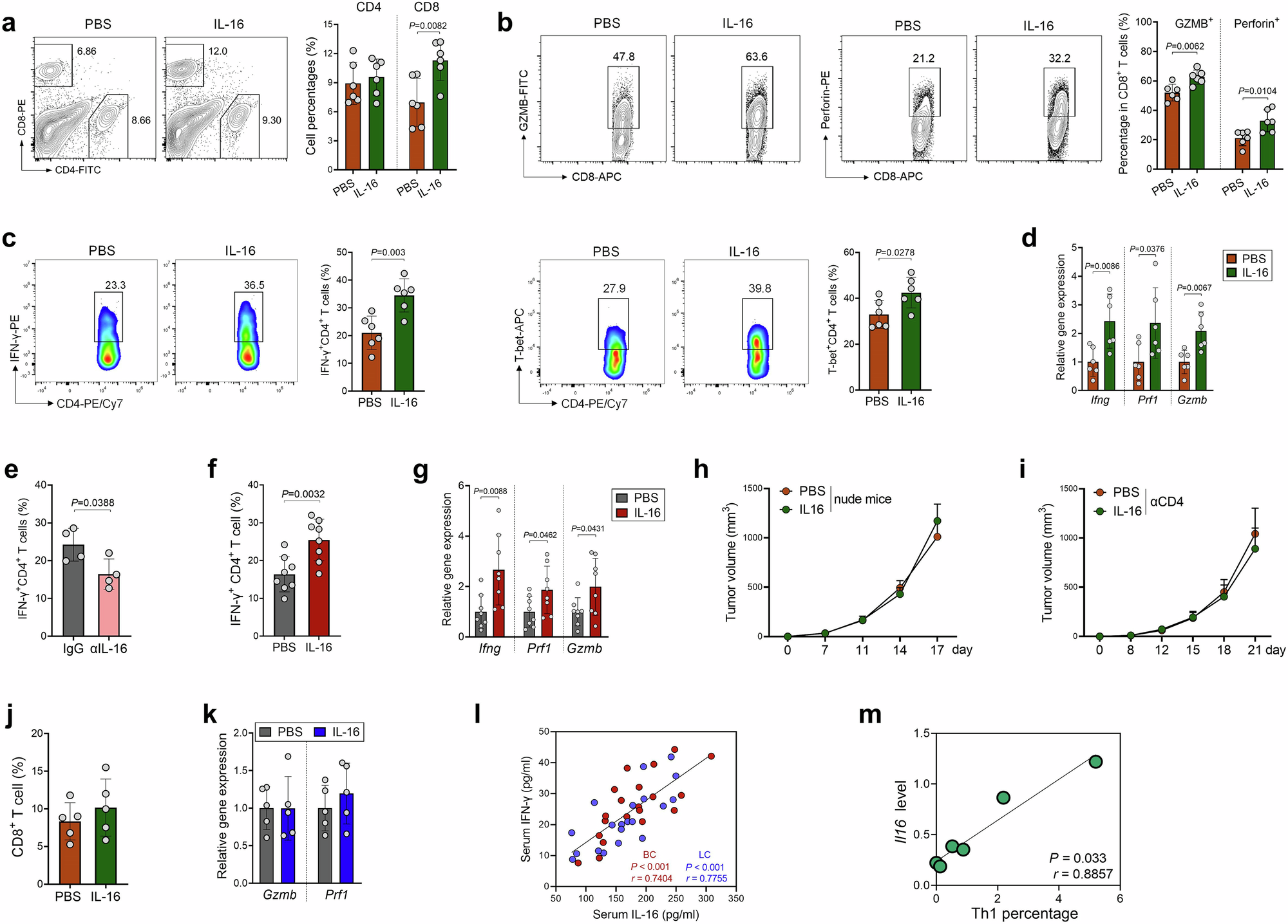 Fig. 2: IL-16 potentiates a Th1 immune response in tumor microenvironment.