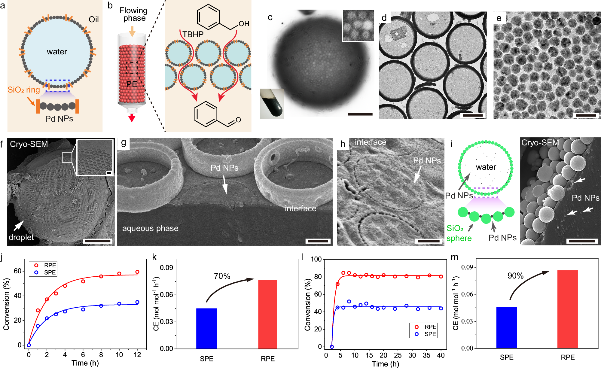 Fig. 4: NP-loaded RPE for batch and continuous flow interfacial catalysis.