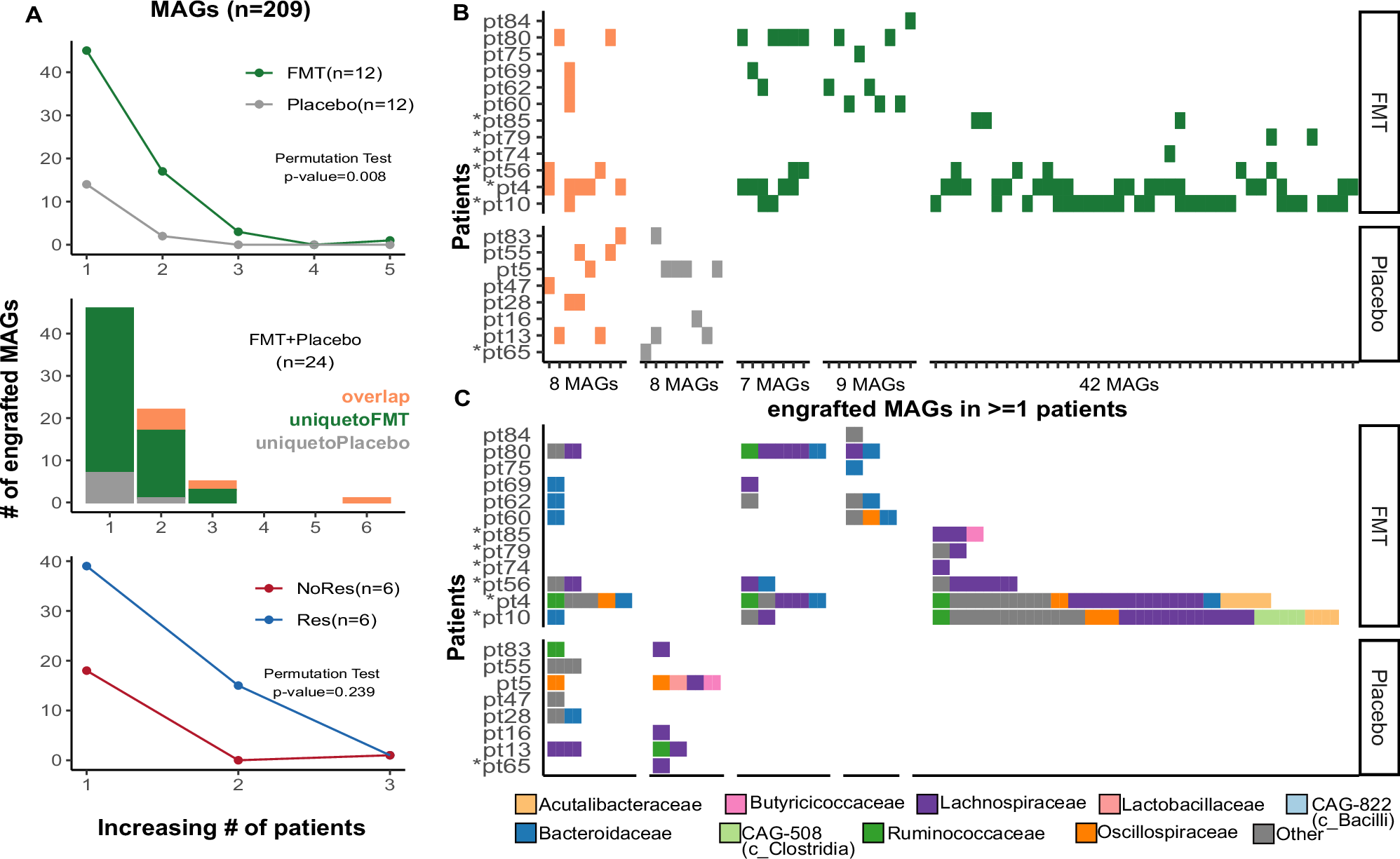 Fig. 3: High resolution genome-resolved metagenomics reveals apparent microbial genome engraftment following FMT.