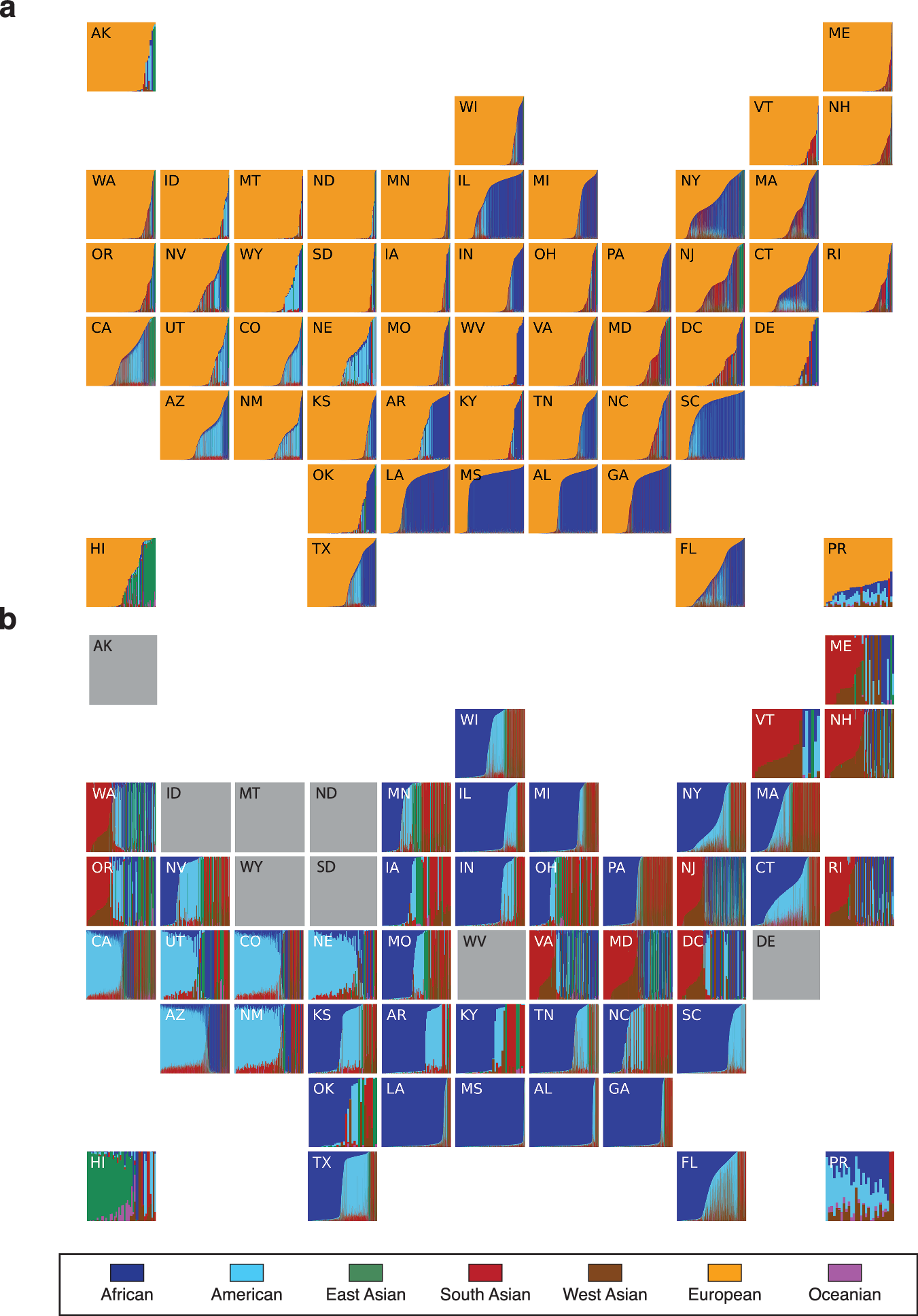 Fig. 4: Genetic ancestry by geography.