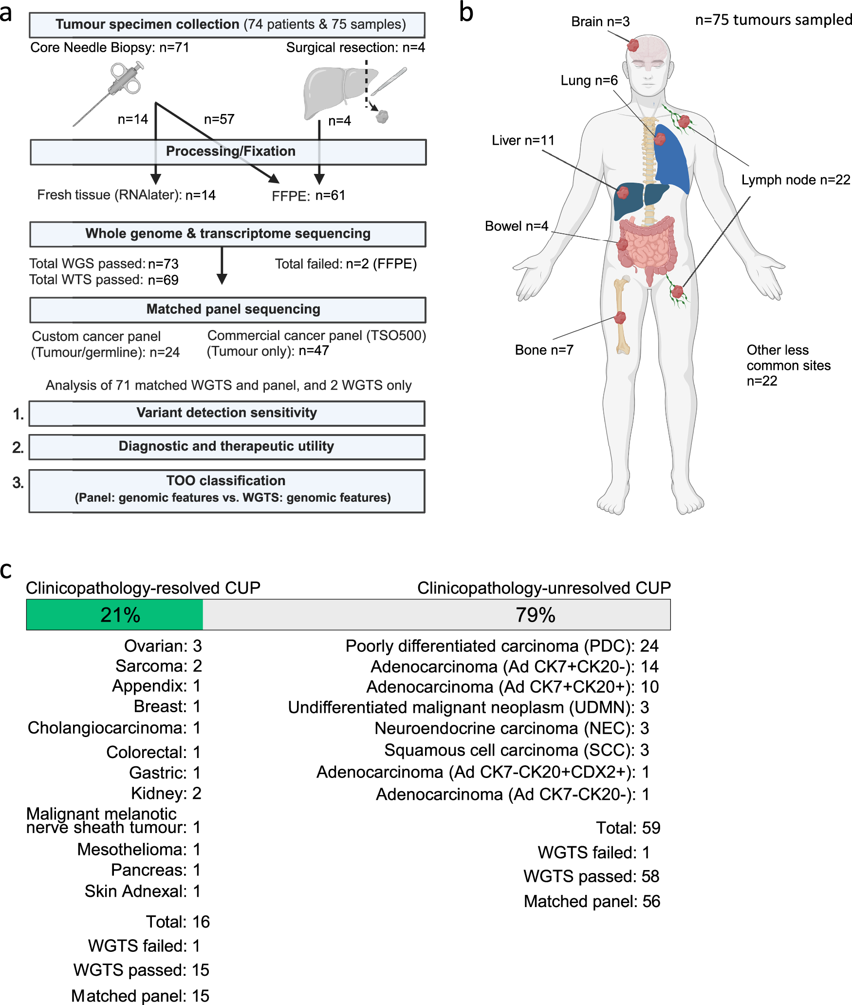 Fig. 1: Selection of cancer of unknown primary cases for WGTS.