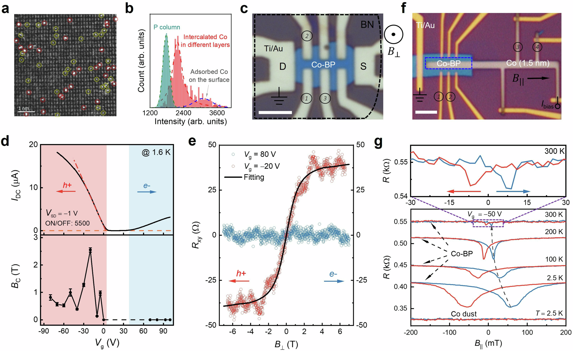 Fig. 2: Anomalous Hall effect and anisotropic magnetoresistance of Co-BP.