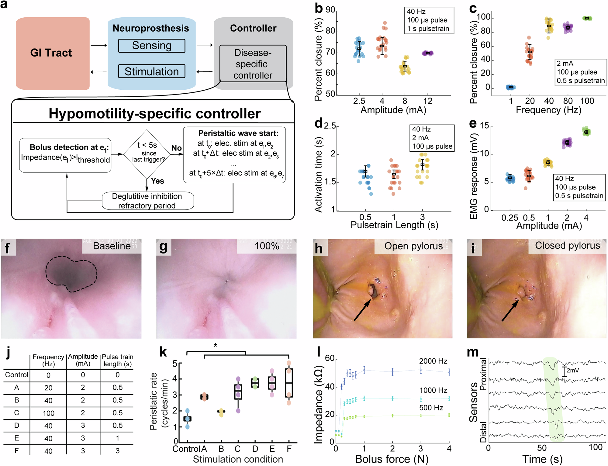 Fig. 4: Optimization of Electrical Stimulation for Oesophageal and Gastric Motility.