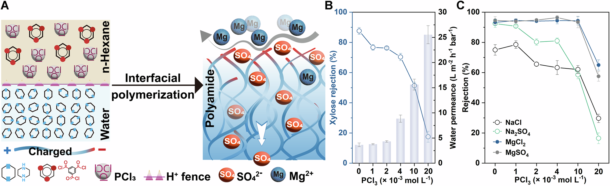 Backflow H+ during interfacial polymerization matters to configure spatial  charges of polyamide membranes | Nature Communications