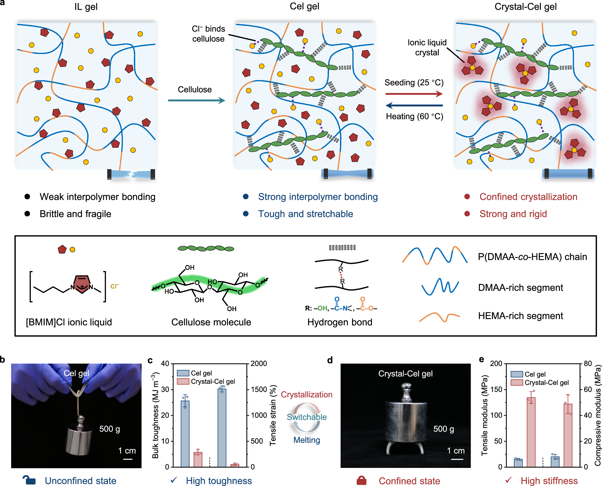 Cellulose-mediated ionic liquid crystallization enables tough-stiff  switchable ionogels | Nature Communications